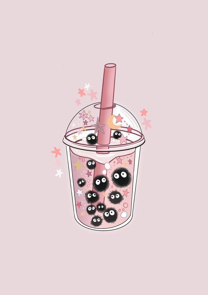 Premium Vector  Cute baby cow drink boba pearl tea kawaii seamless pattern  pink pastel wallpaper background