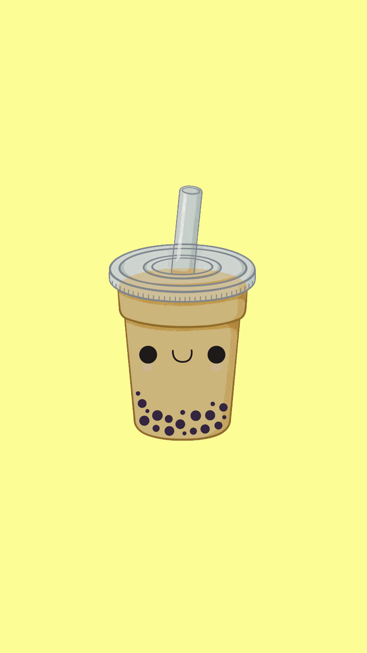 750x1334 Cute Boba Tea Wallpaper