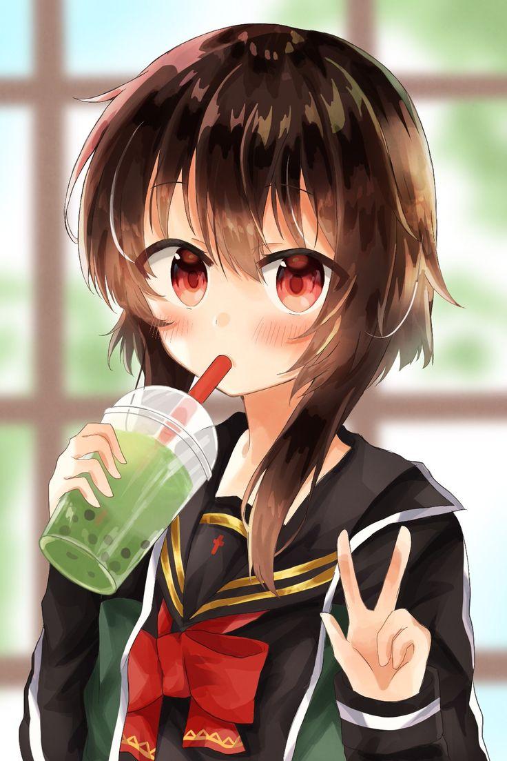 736x1103 Kawaii Cat Boba Wallpaper
