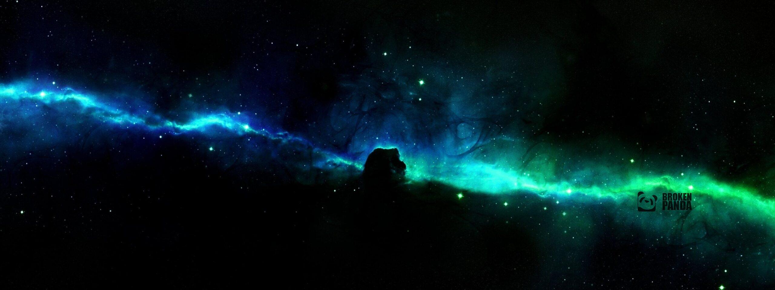 2560x960 Dark Dual Screen Wallpaper
