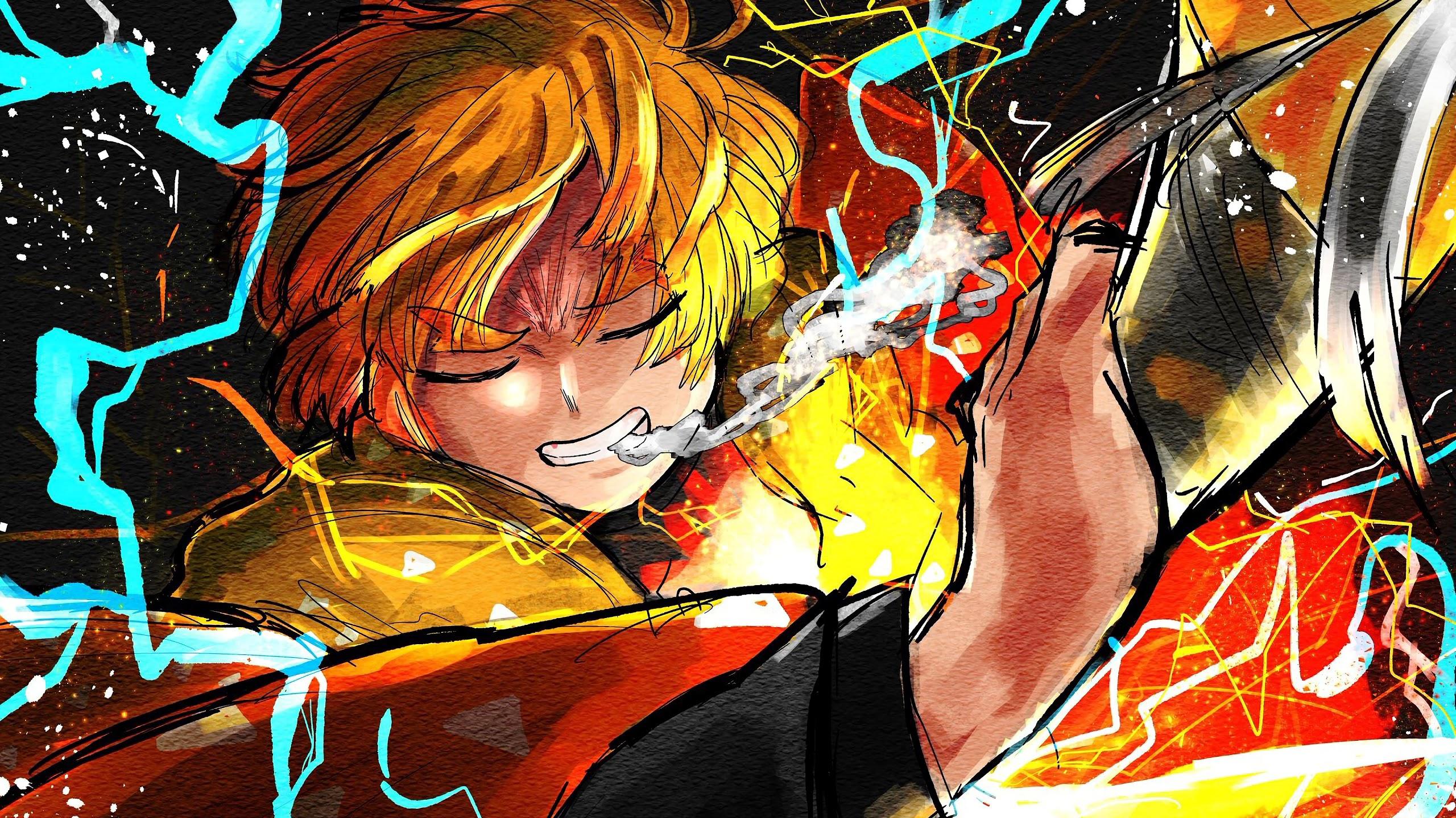 2560x1440 Demon Slayer Zenitsu Wallpaper