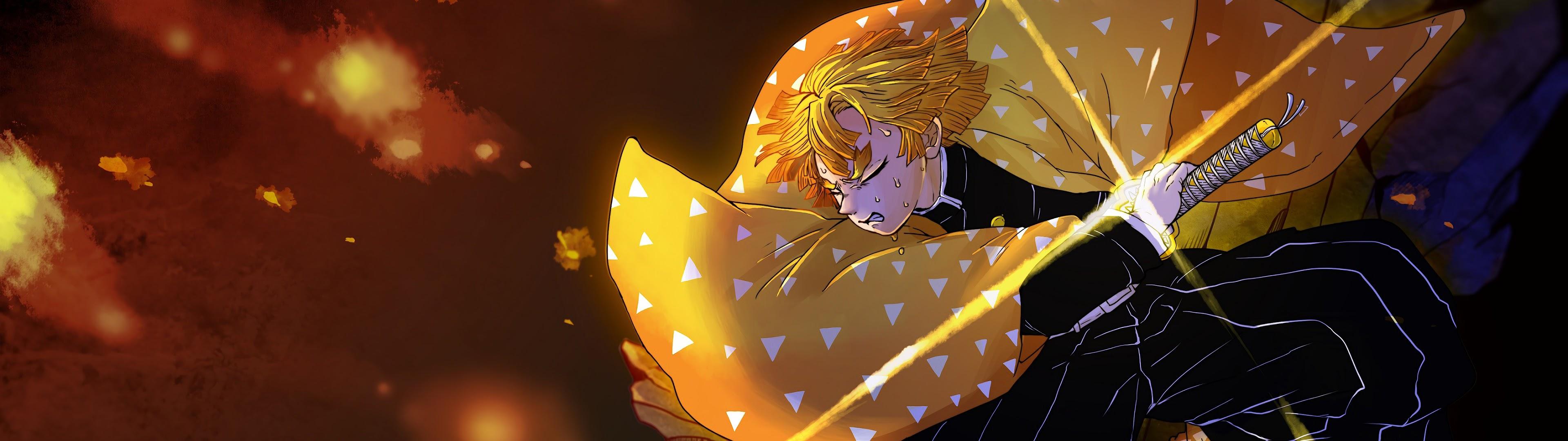 3840x1080 Demon Slayer Dual Monitor Wallpaper