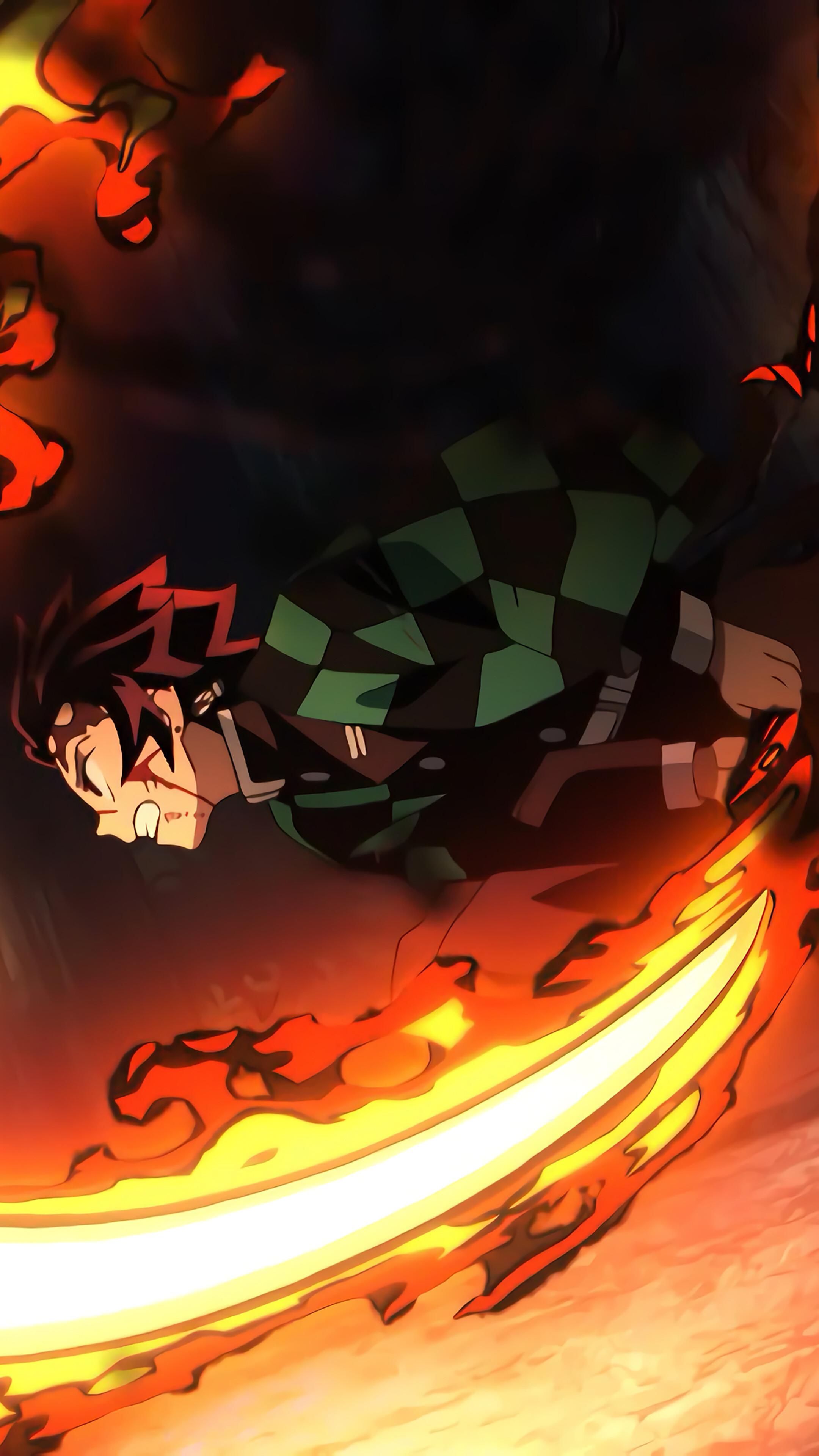 2160x3840 Tanjiro, Flaming, Katana, Kimetsu no Yaiba, 4K phone HD Wallpaper, Image, Background, Photo and Picture. Mocah HD Wallpaper