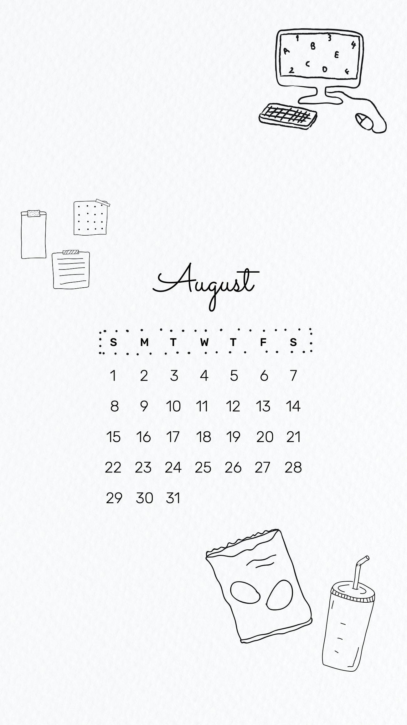 1300x2311 August 2021 Calendar