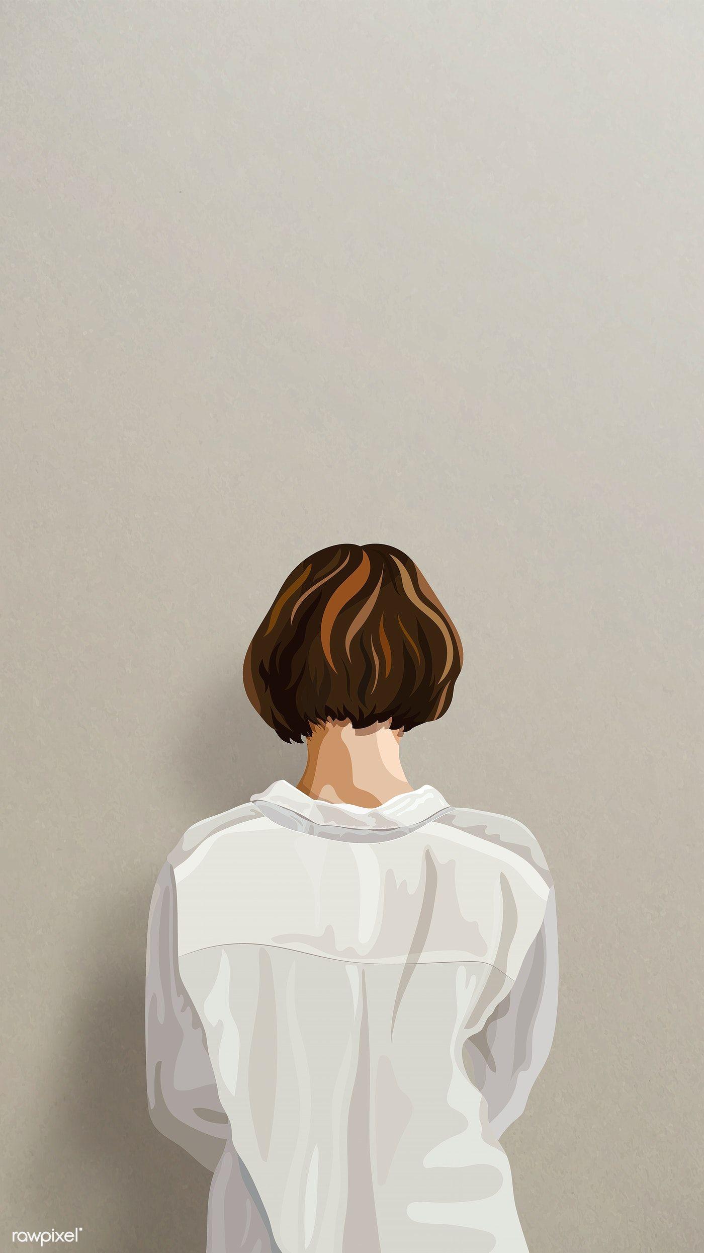 1400x2490 Rear view of woman in a white shirt mobile phone wallpaper vector. free image / Ae. Hair illustration, Flowers photography wallpaper, Vector free