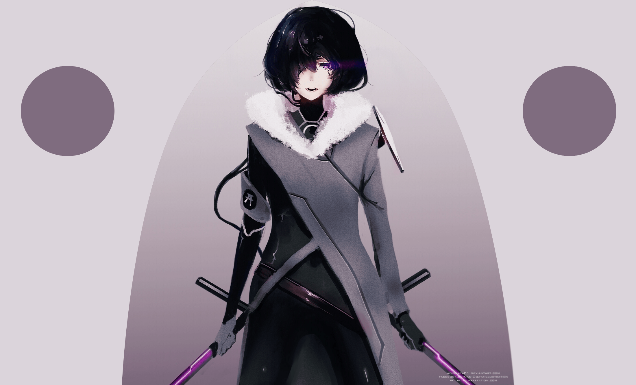 2200x1332 Original (Anime), Uniform, Black Hair, Short Hair, Sword, Anime, Girl wallpaper