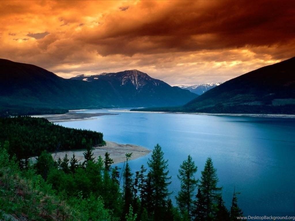 1024x768 Beautiful Orange And Blue Scenery Wallpaper Desktop Background