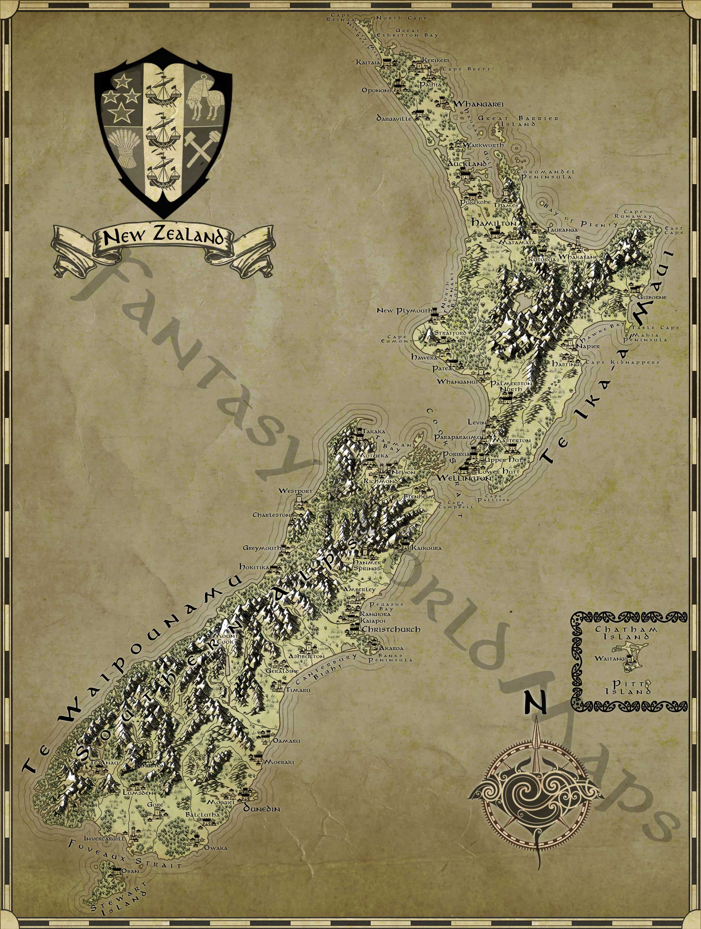 2262x3000 Fantasy Map LOTR Tolkien Poster Print