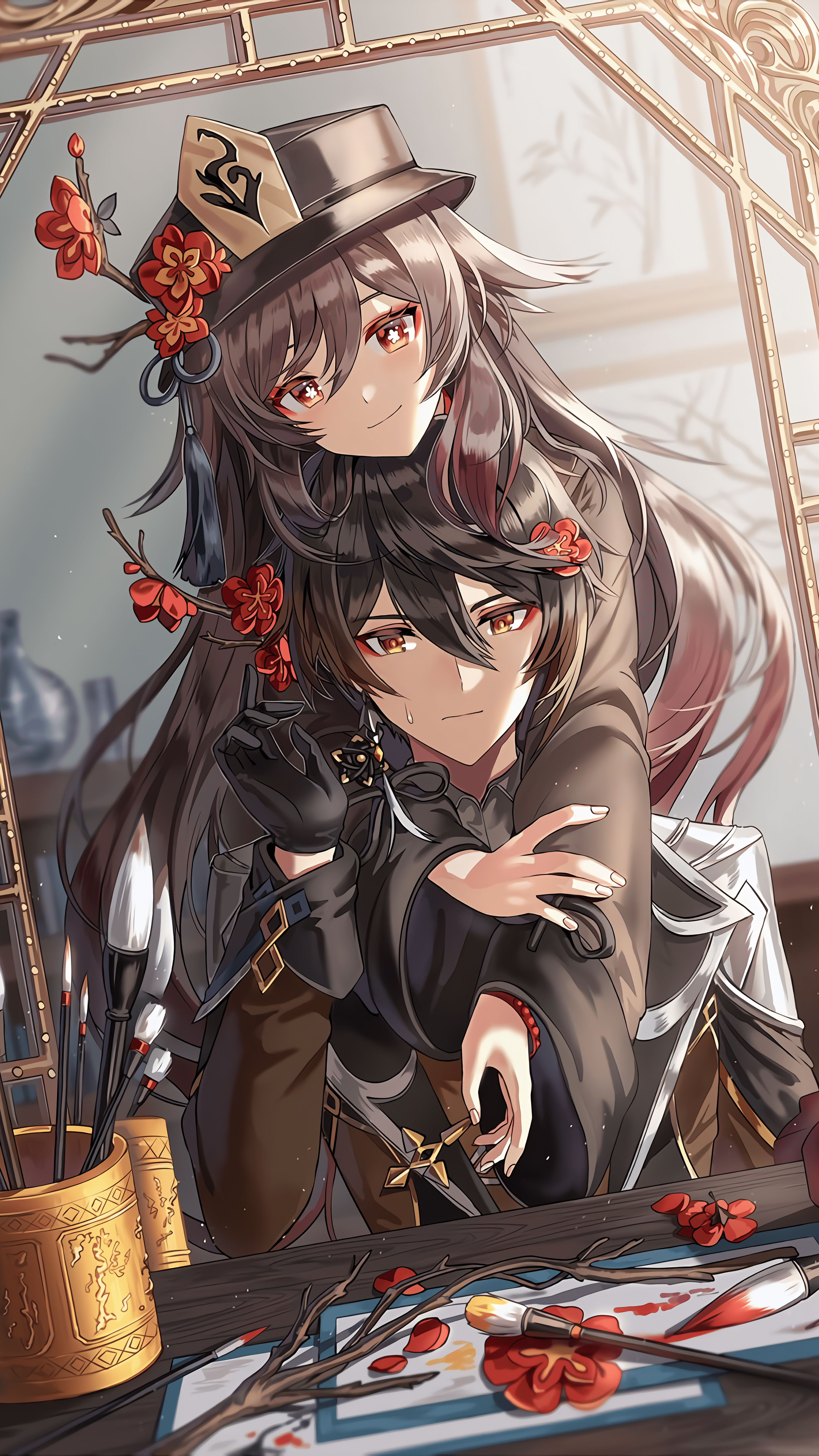 2880x5120 Hu Tao and Zhongli [Genshin Impact] (2880×5120)