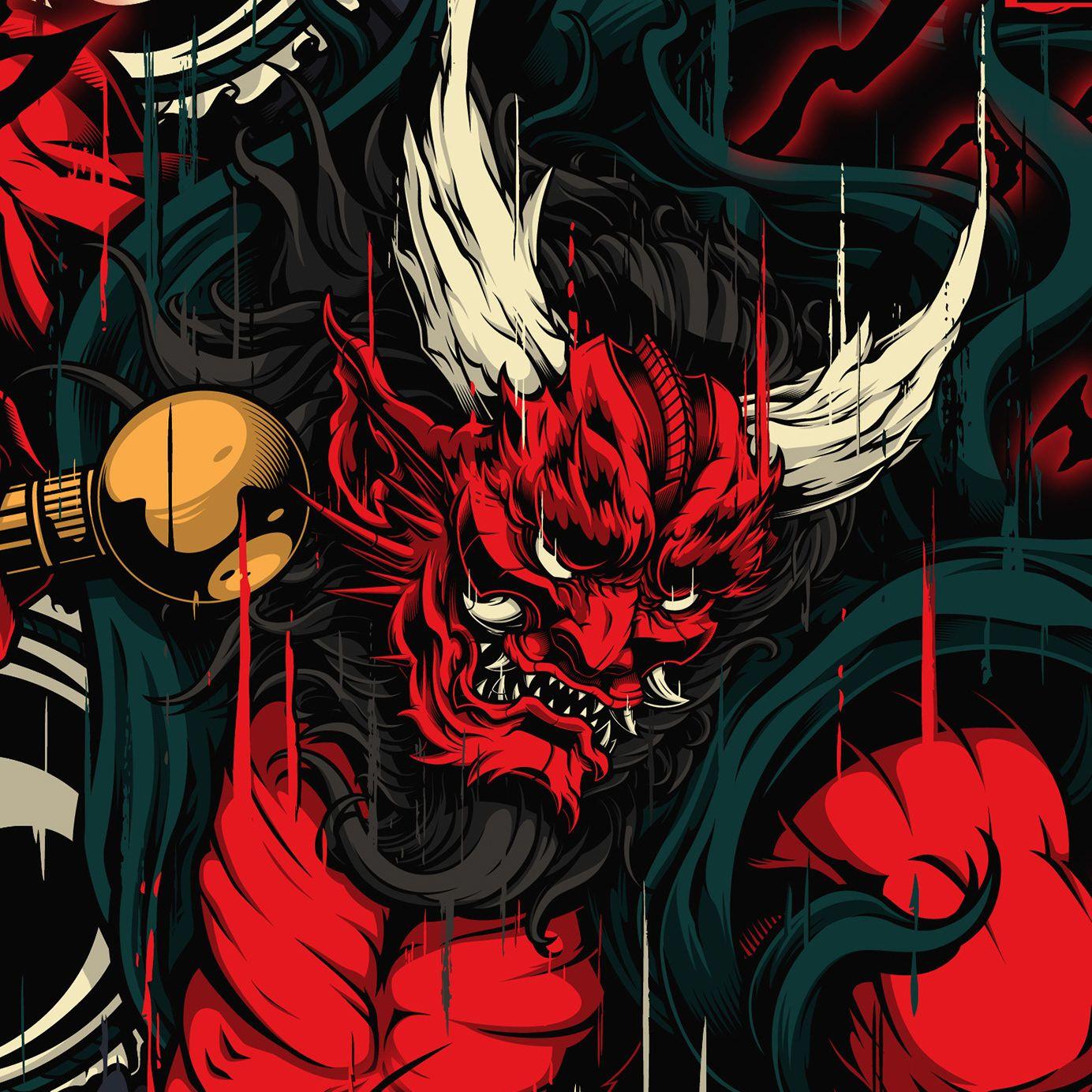 1384x1384 Daniele Caruso. Raijin and fujin, Fujin raijin tattoo, Raijin god