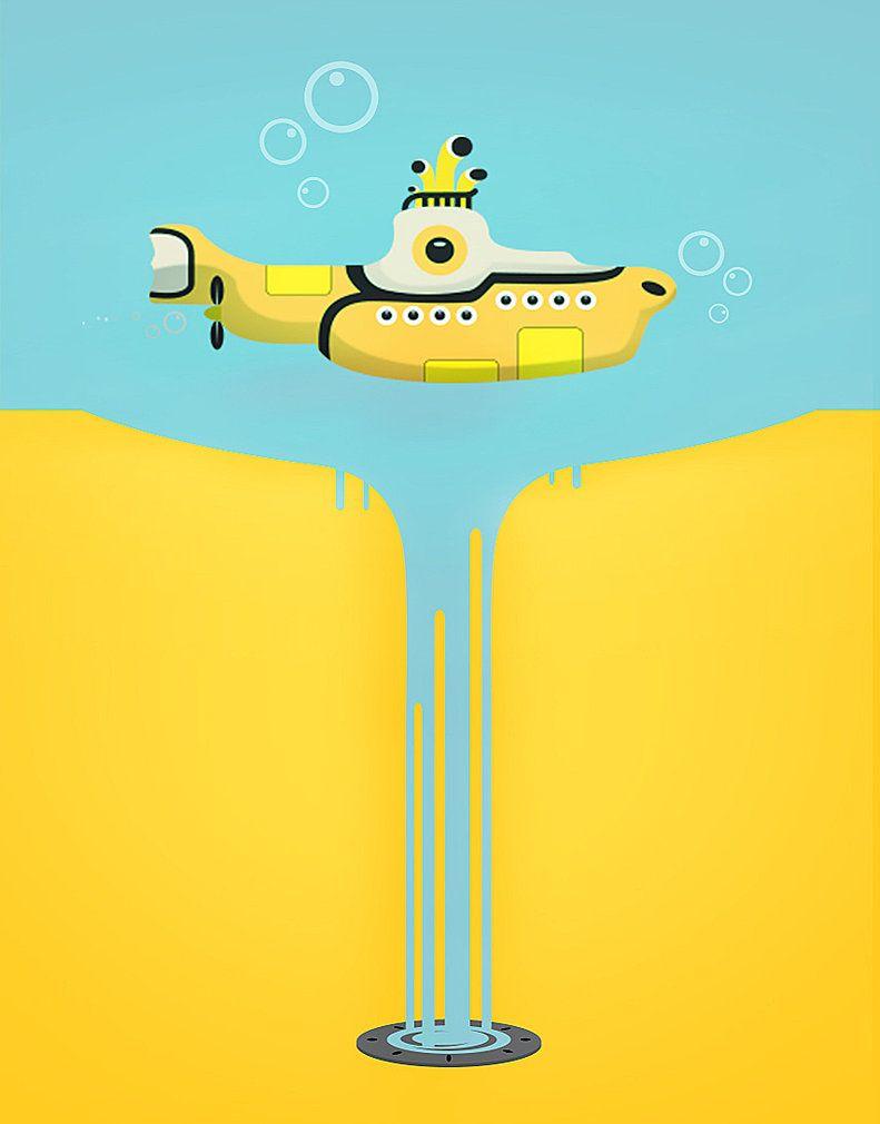 791x1010 Yellow submarine interpretation. Yellow submarine, Yellow submarine wallpaper, Underwater cartoon