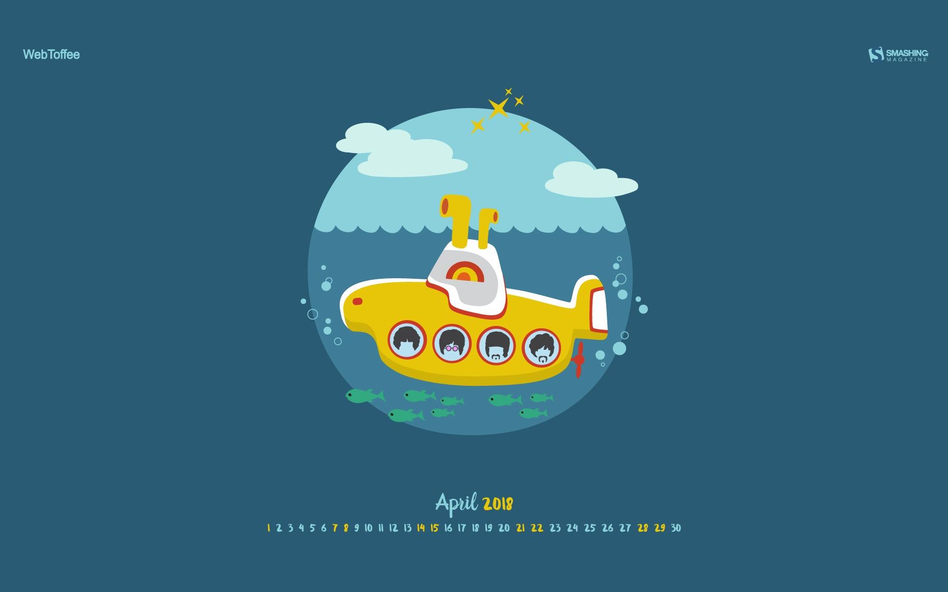 1920x1200 Yellow submarine April 2018 Calendars