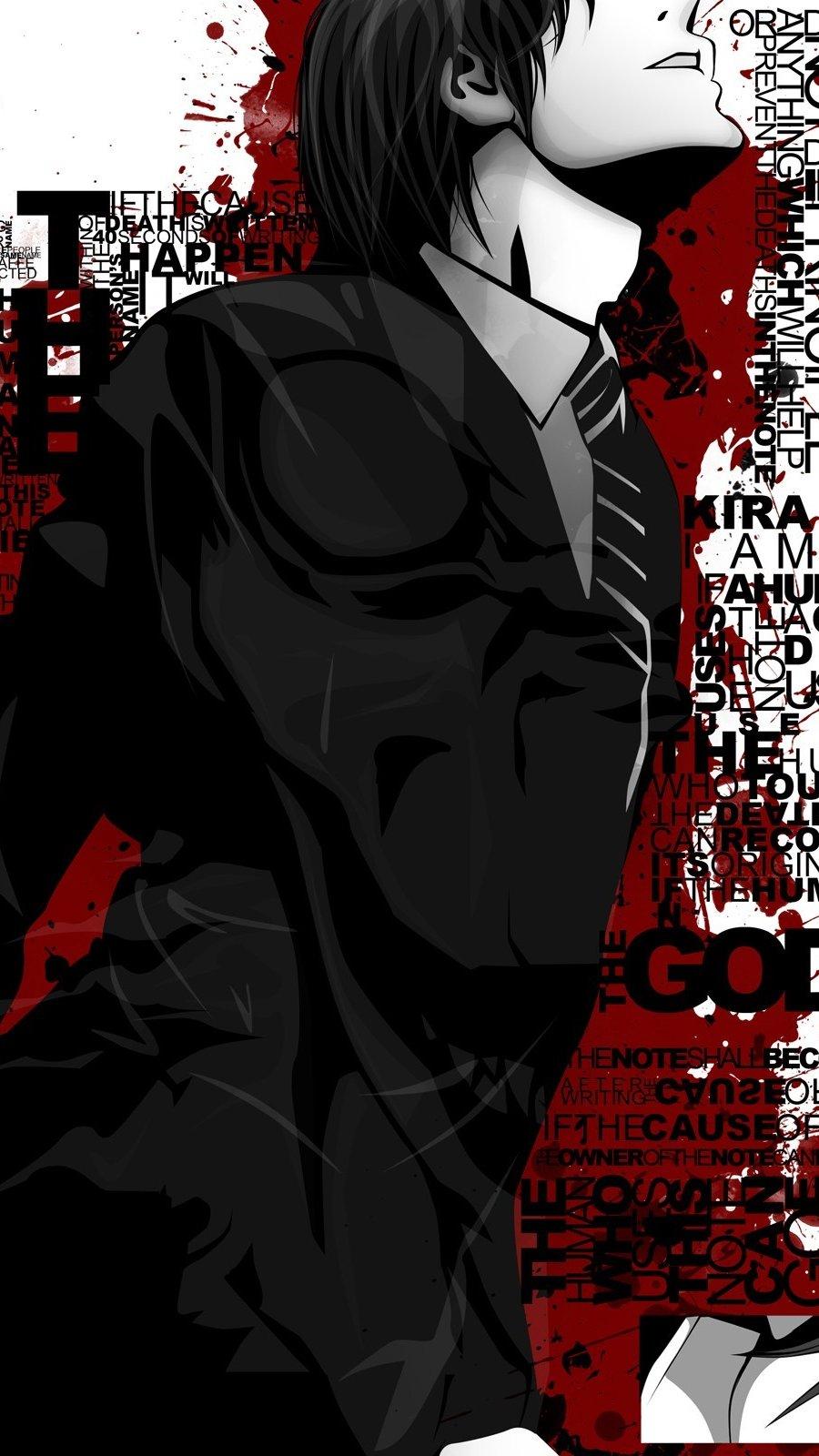900x1600 Light Yagami with lyrics Note Anime Wallpaper 2k Quad HD