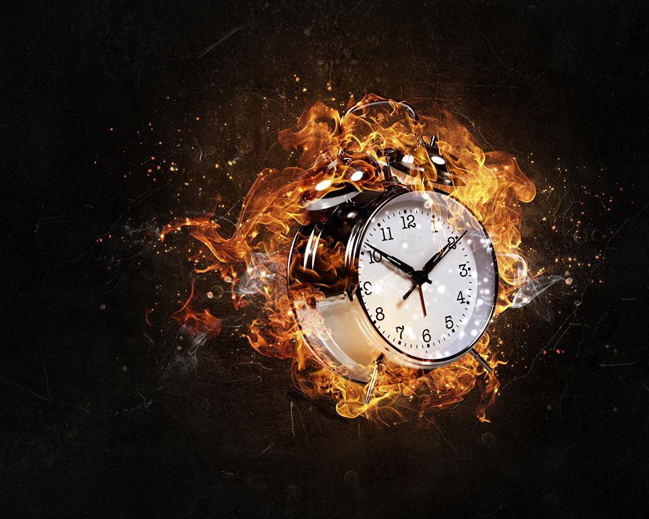1280x1024 Photo Clock flame Alarm clock Clock