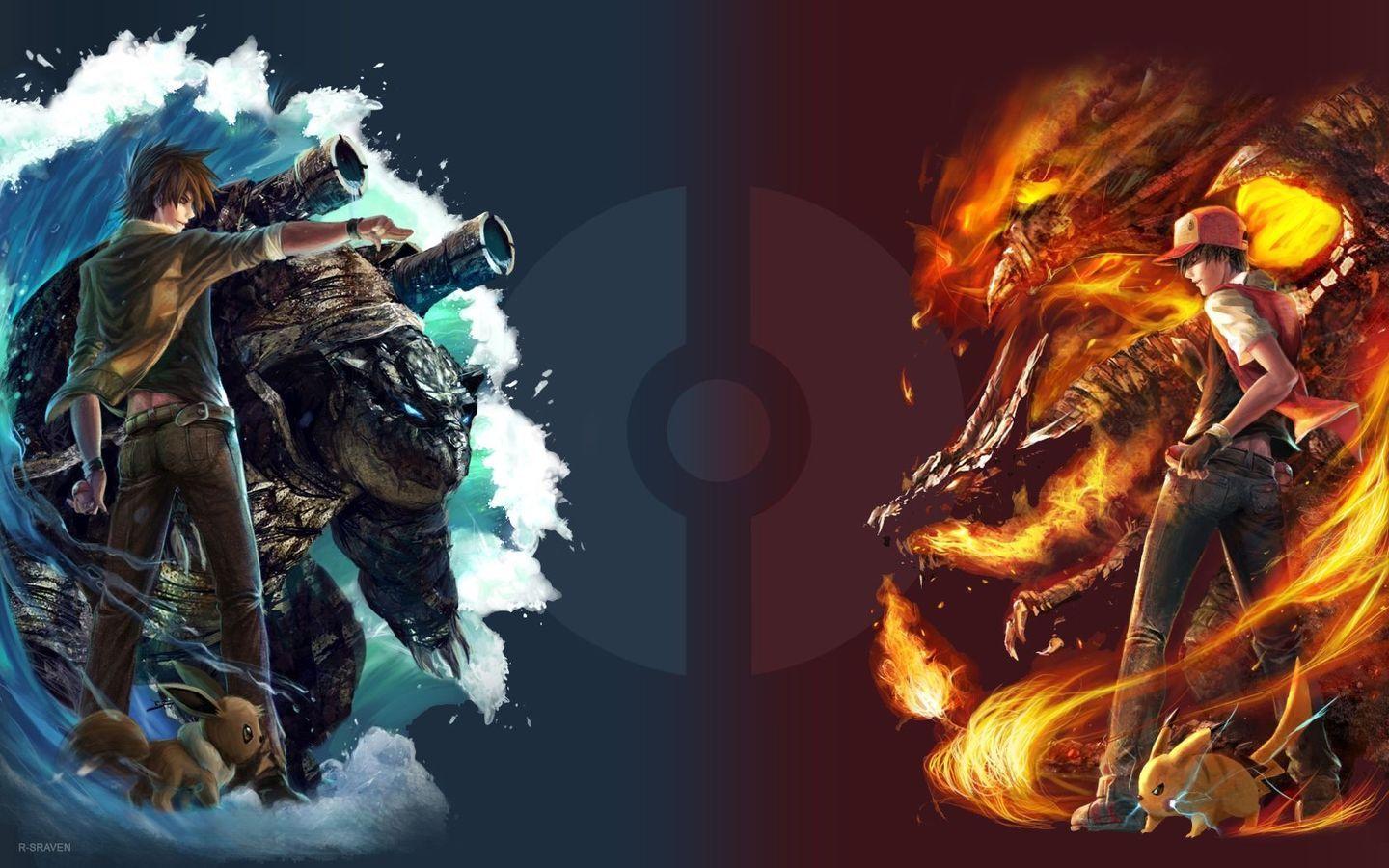 1440x900 Awesome Pokemon Red Vs Blue Wallpaper