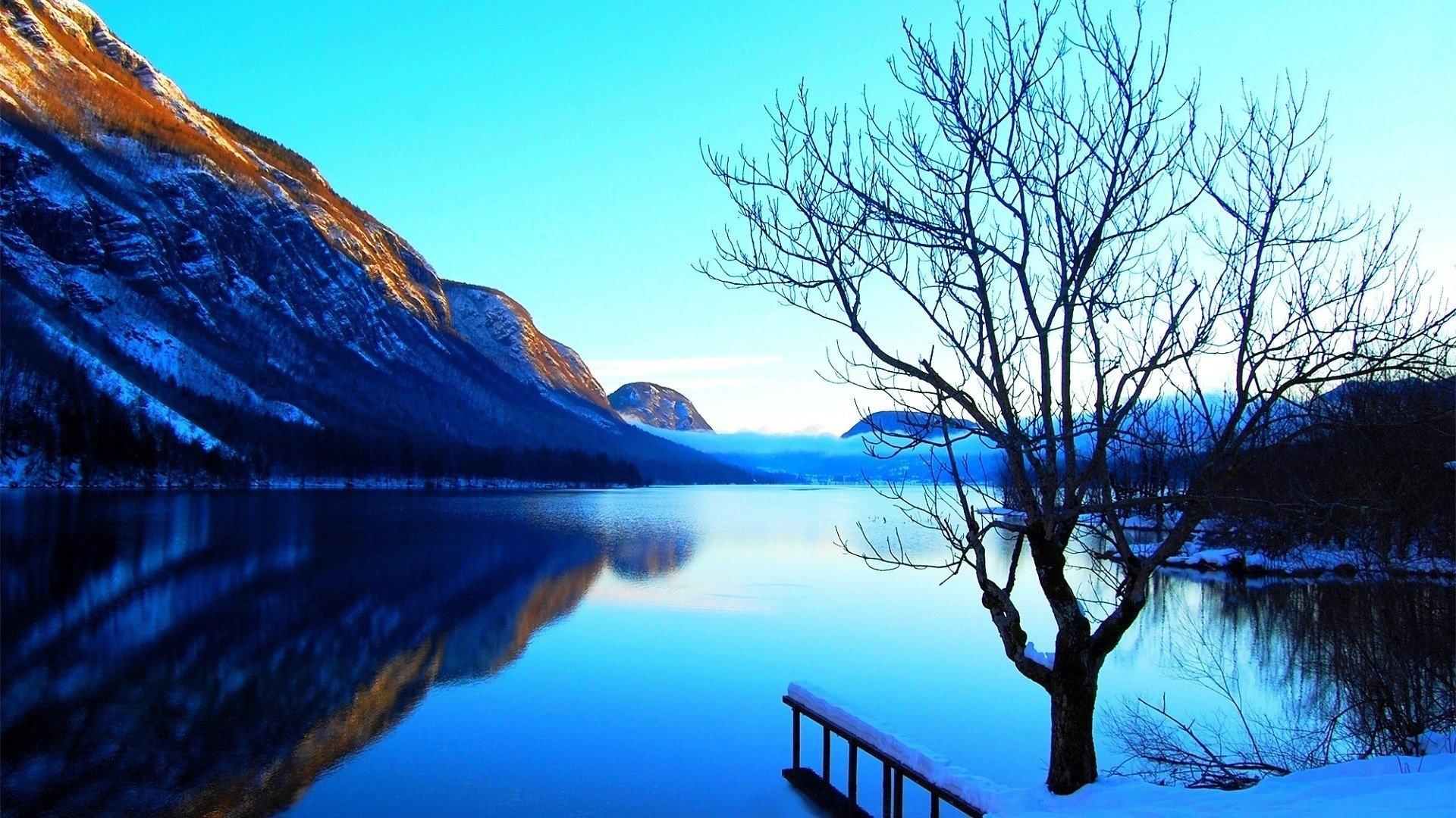 1920x1080 Mountains landscapes nature lone tree natural scenery pure blue wallpaperx1080