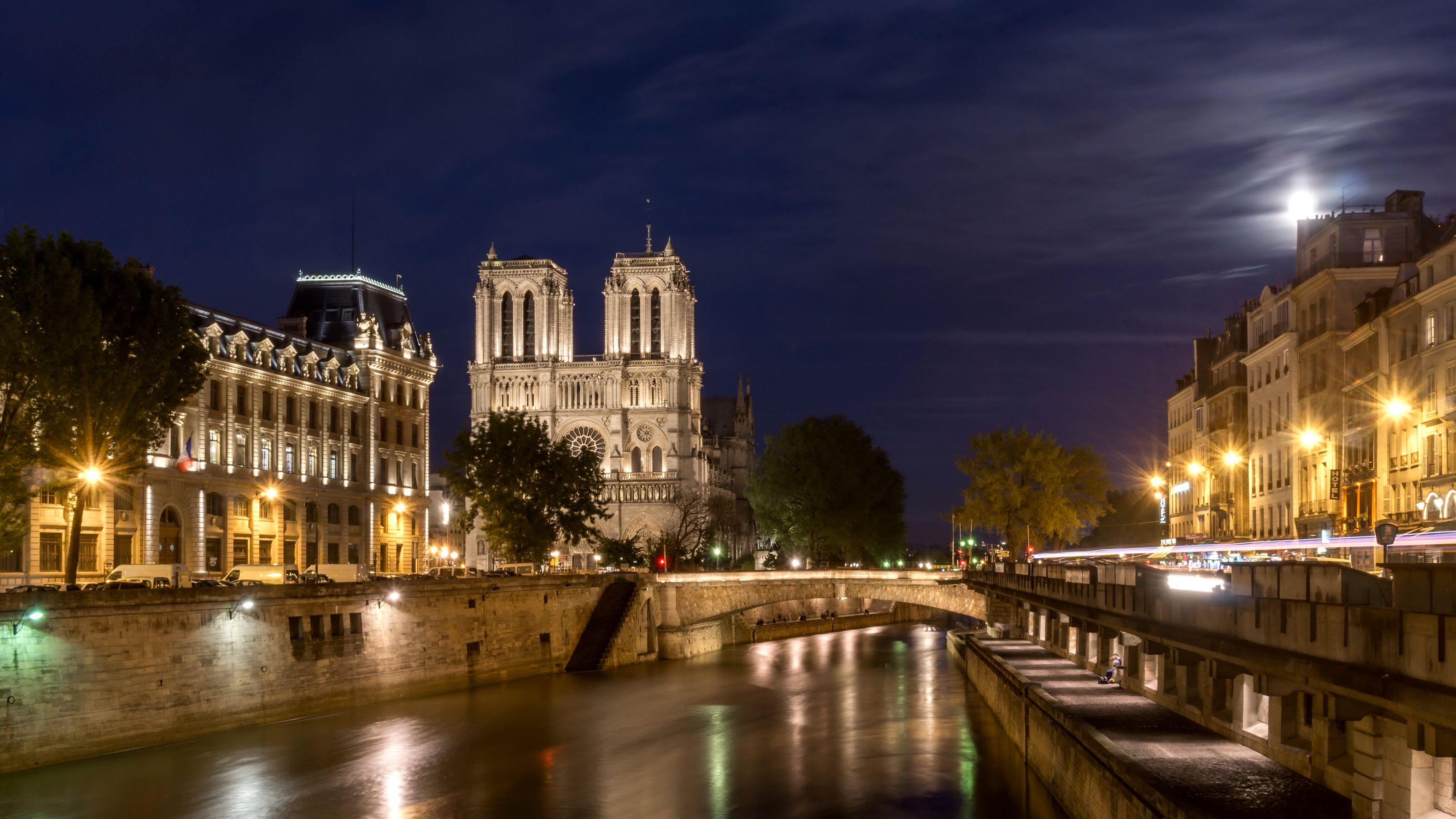 3200x1800 Wallpaper Paris France Bridges Night Rivers Street lights 3200x1800