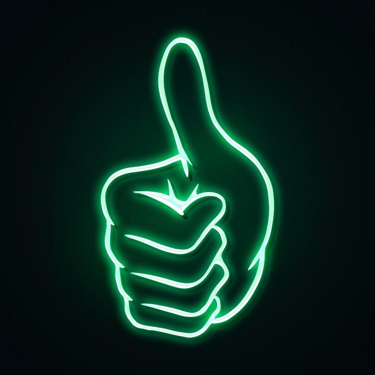 1200x1200 Neon green thumbs up sticker overlay design resource. free image by rawpixel.com / NingZk V. Neon, Wallpaper iphone neon, Green icons