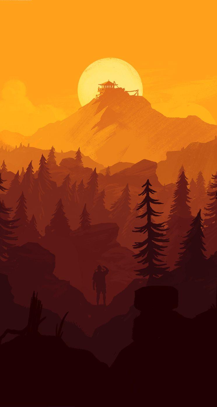 744x1392 Firewatch. Landscape art, Art wallpaper, Landscape illustration