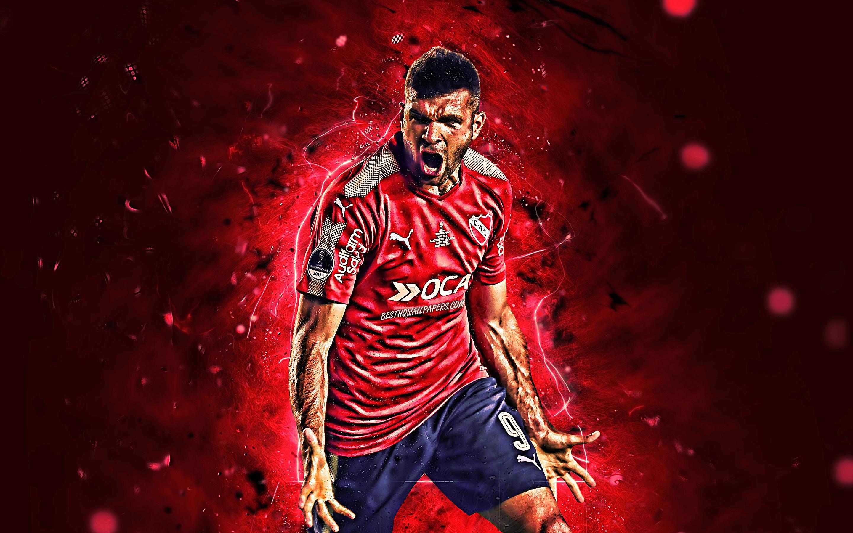 2880x1800 Download wallpaper Emanuel Gigliotti, goal, argentine footballers, CAI, Independiente FC, soccer, El Puma, AAAJ, Gigliotti, neon lights, Club Atletico Independiente, Argentinean Superliga for desktop with resolution 2880x1800. High Quality HD picture