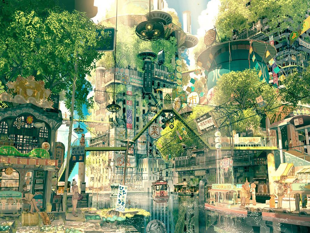 1024x768 Japanese City Wallpaper
