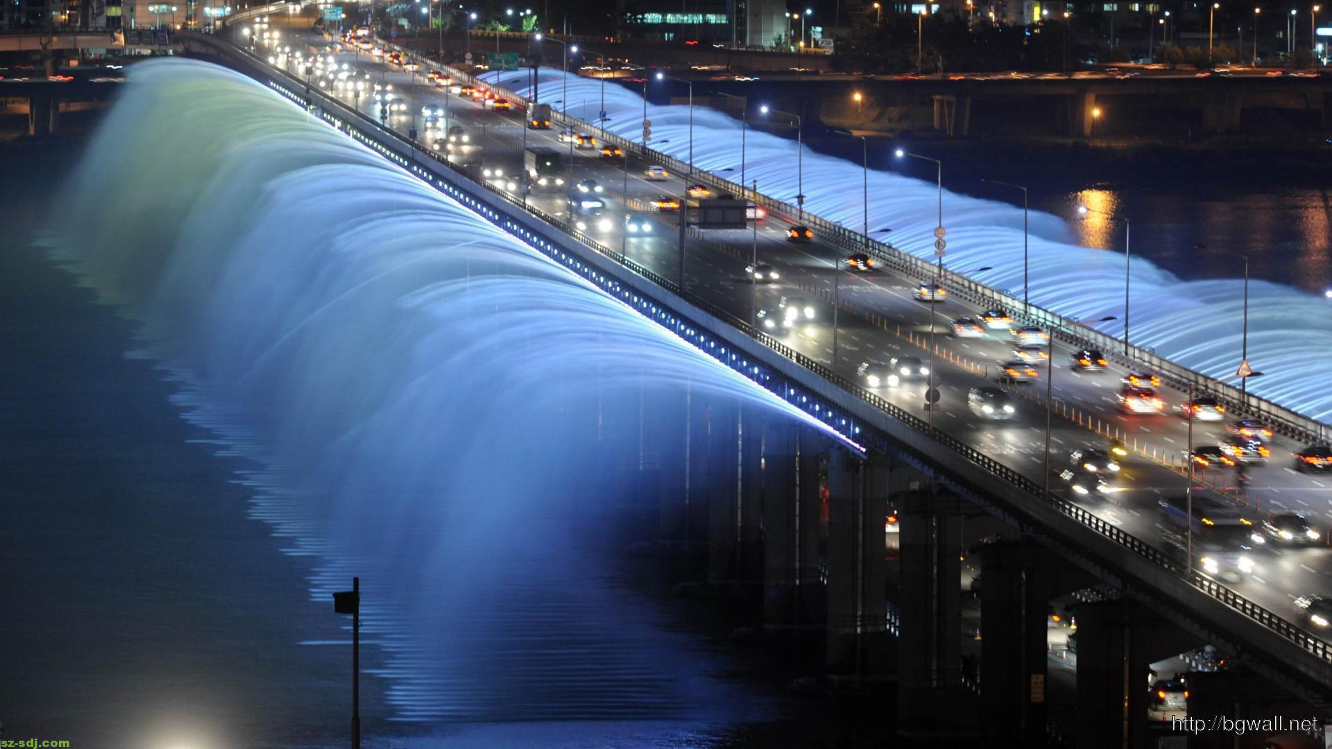 1920x1080 Awesome Fountain Bridge On Seoul Wallpaper HD