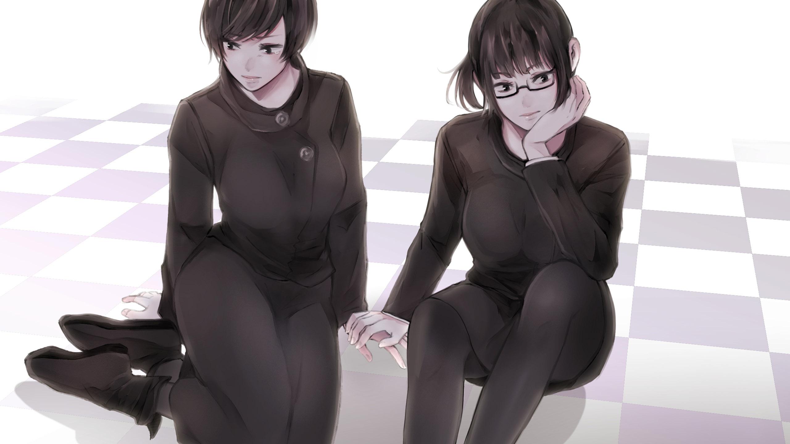 2560x1440 Black Hair Girl Glasses Jujutsu Kaisen Mai Zenin Maki Zenin School Uniform HD Jujutsu Kaisen Wallpaper