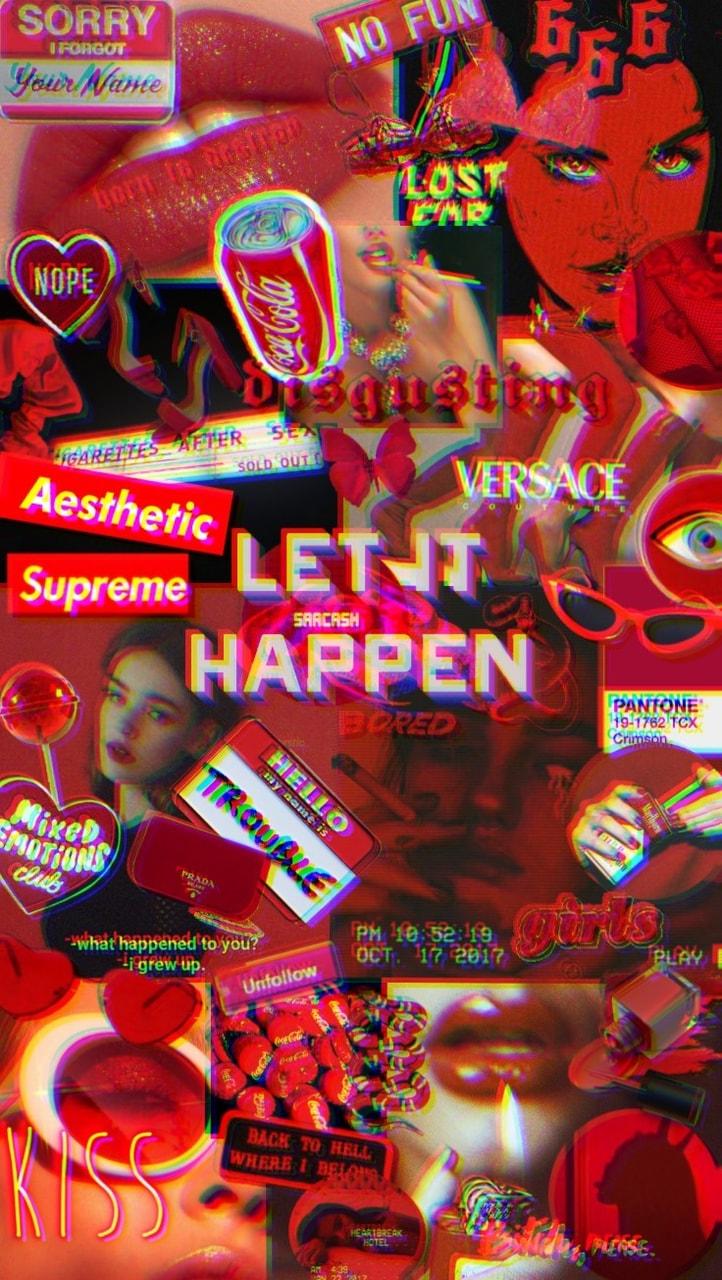 722x1280 Red Glitch Wallpaper uploaded by Merve Şakar