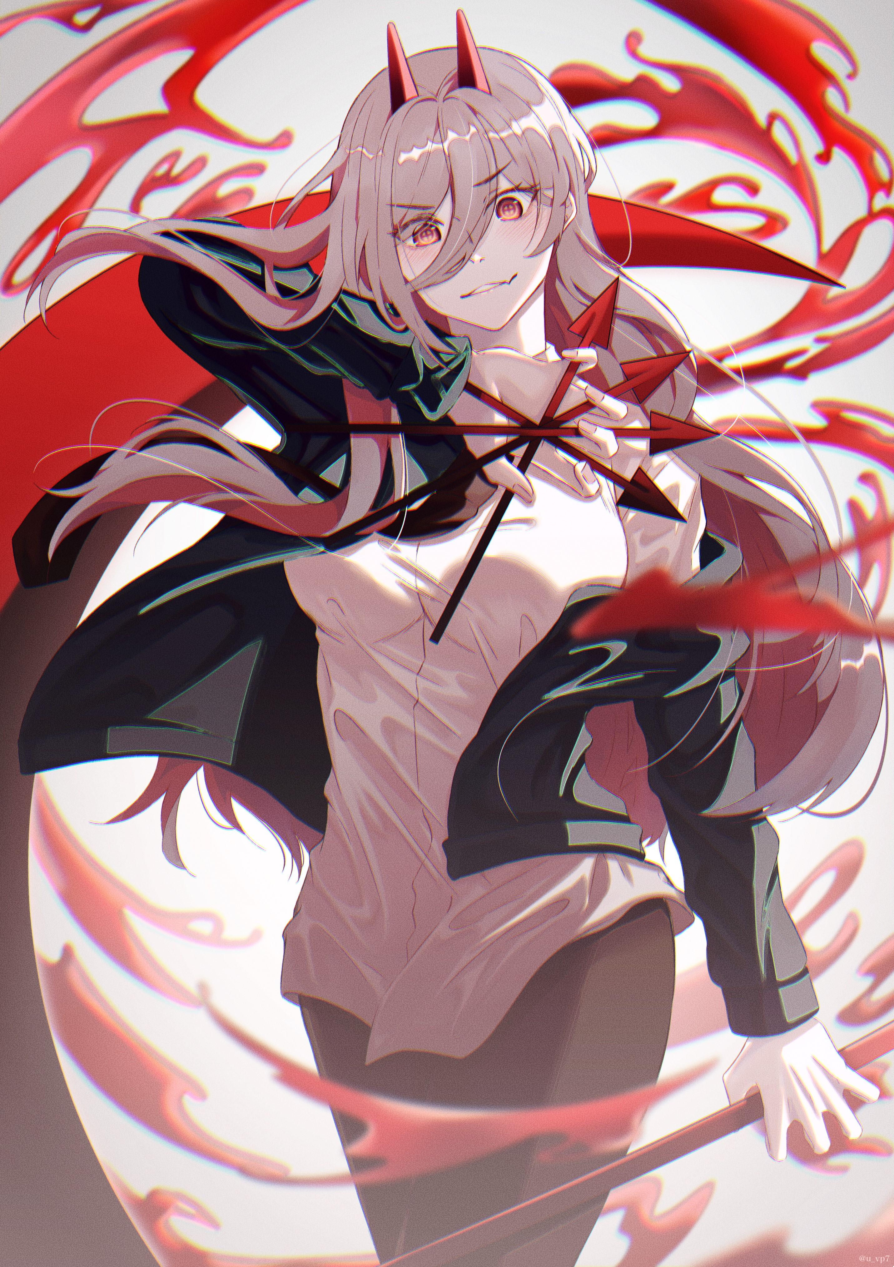 2862x4057 anime girls, horns, Power(Character), anime, Chainsaw Man, red eyes. Mocah HD Wallpaper