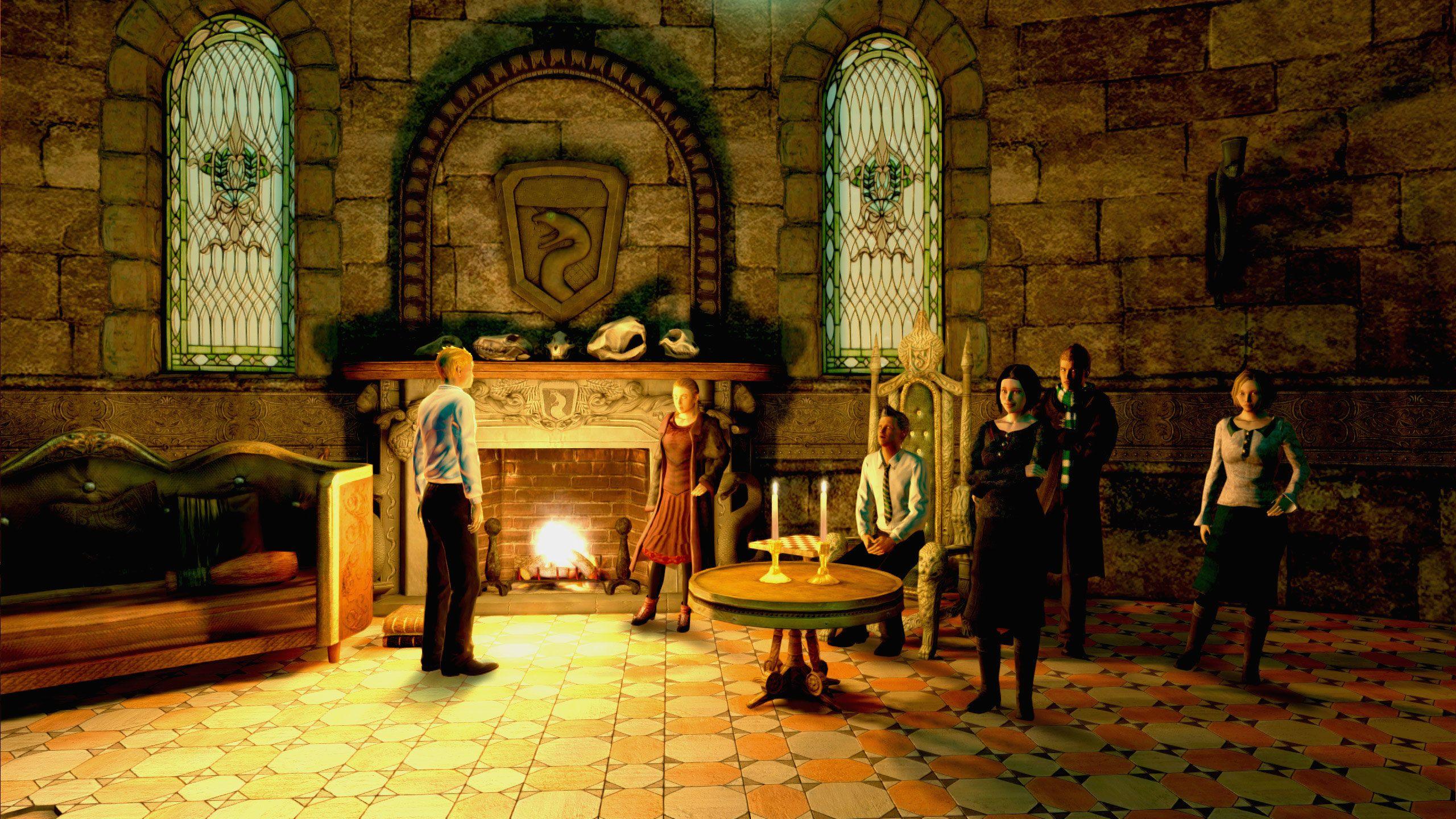 2560x1440 Slytherin common room from Playstation's Pottermore. Slytherin, Harry potter fan art, Harry potter painting