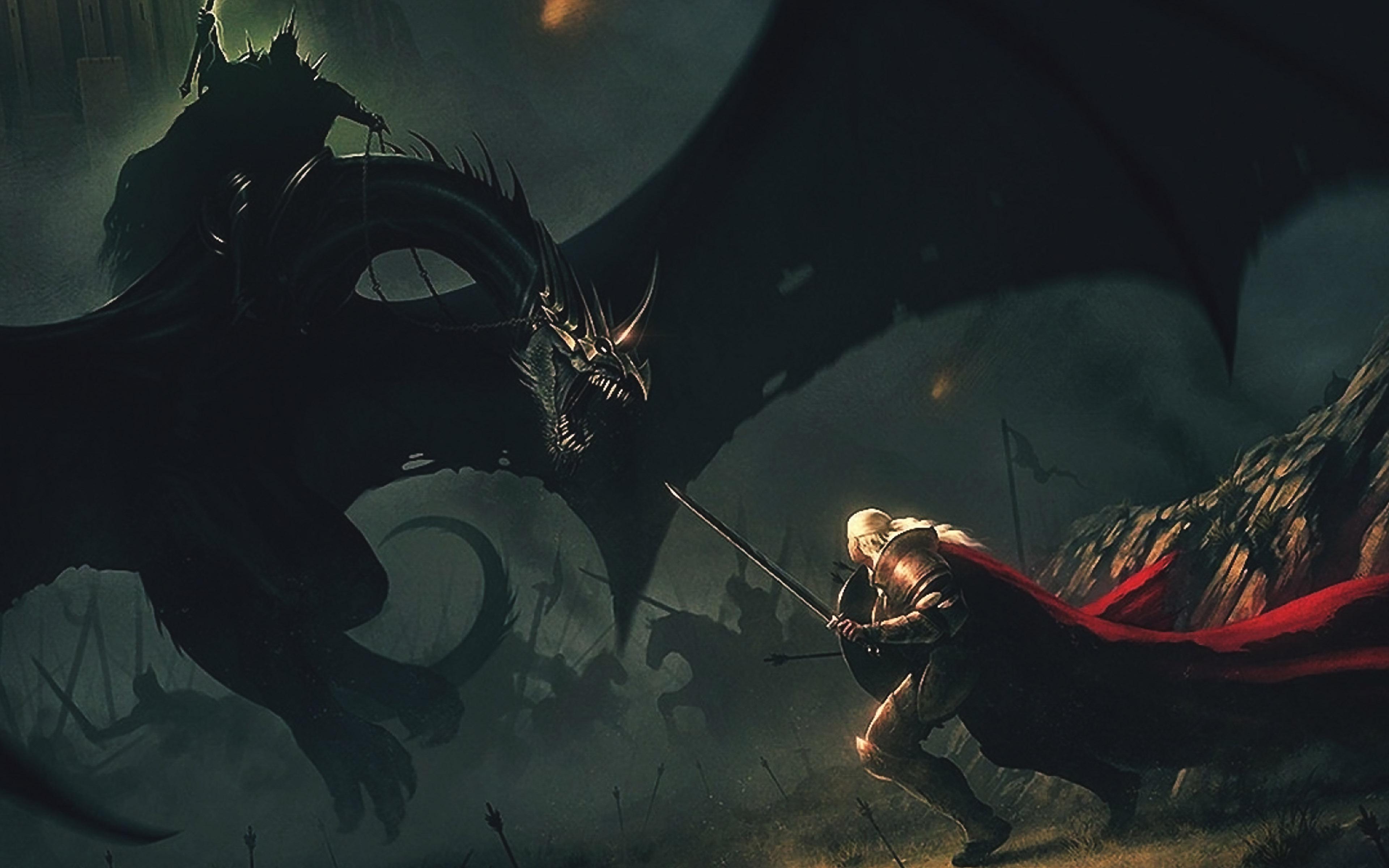 3840x2400 Wings Dragons Boss Lord Of The Rings Illust Art
