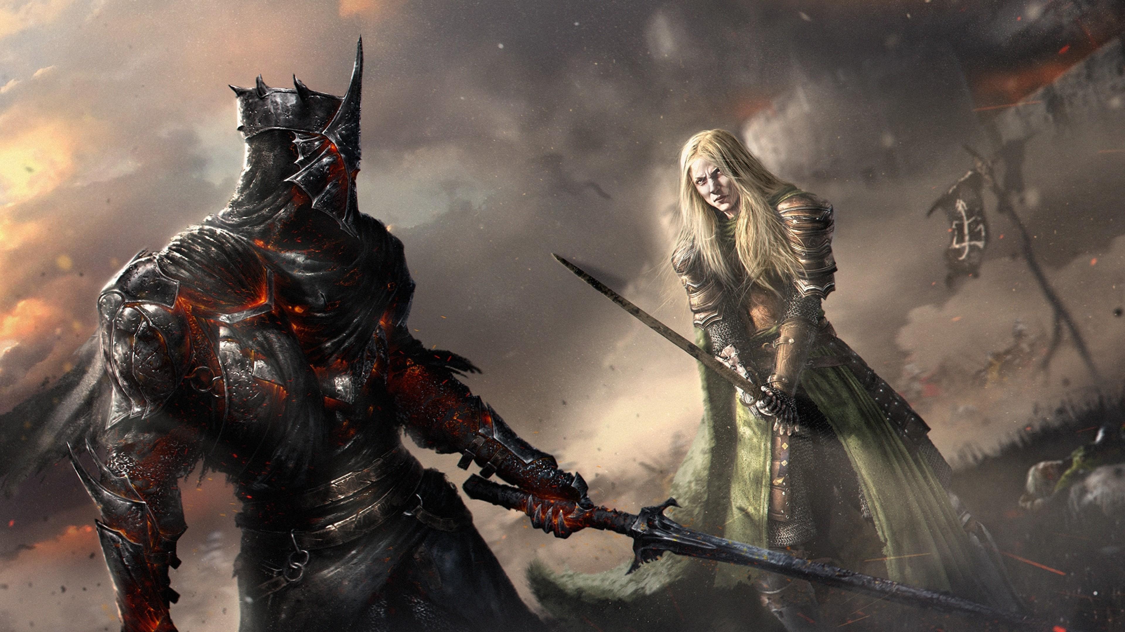 3840x2160 Download 3840x2160 Lord Of The Rings, Warrior, Battle, Artwork Wallpaper for UHD TV