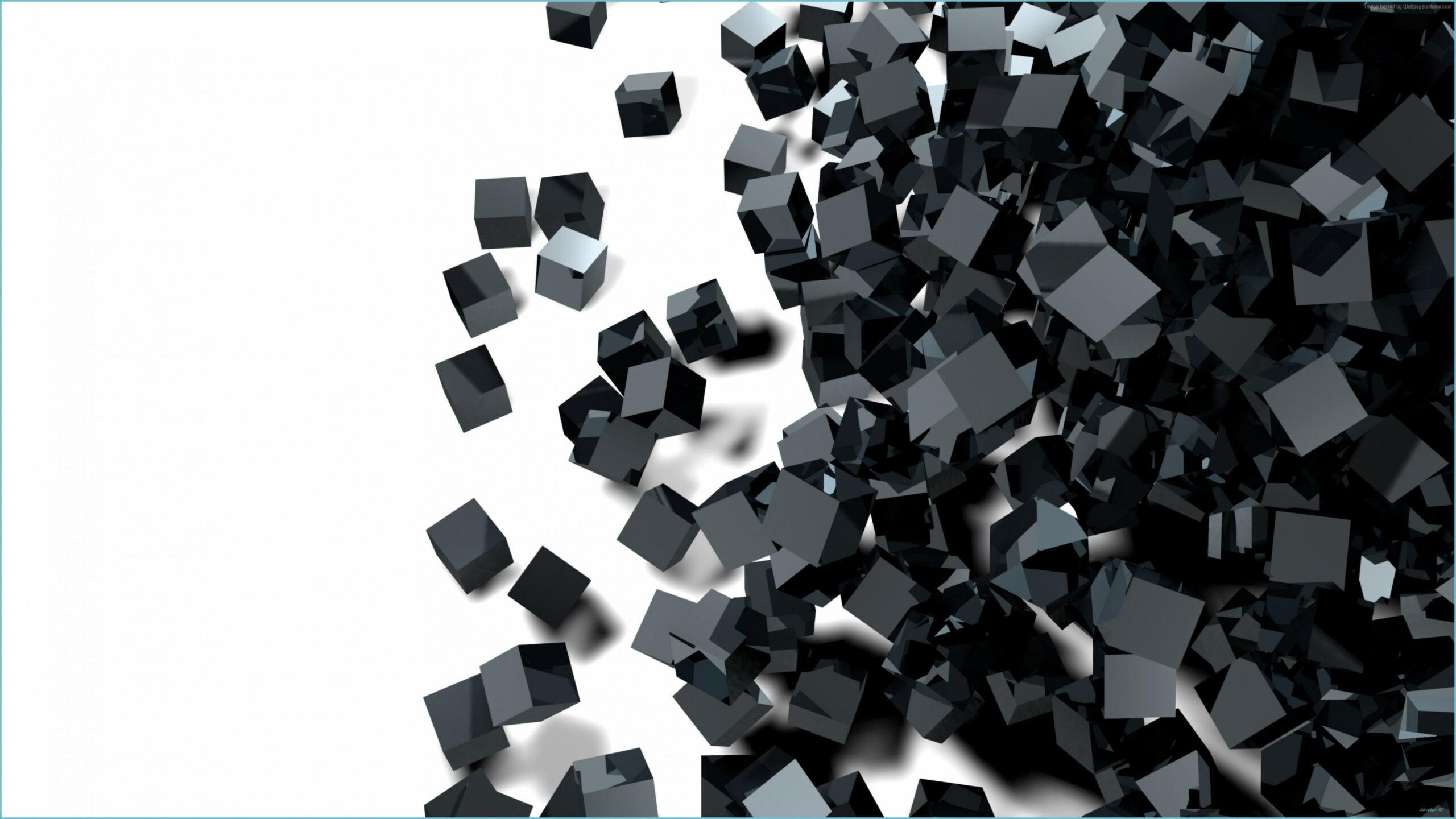 2560x1440 Wallpaper Cube, Glass, Black, 13D, 13k, Abstract And White Wallpaper 4k