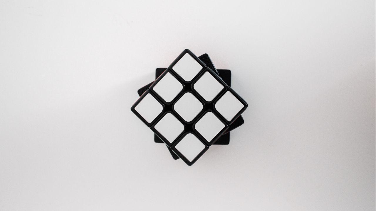 1280x720 Wallpaper aerial view rubiks cube white cube