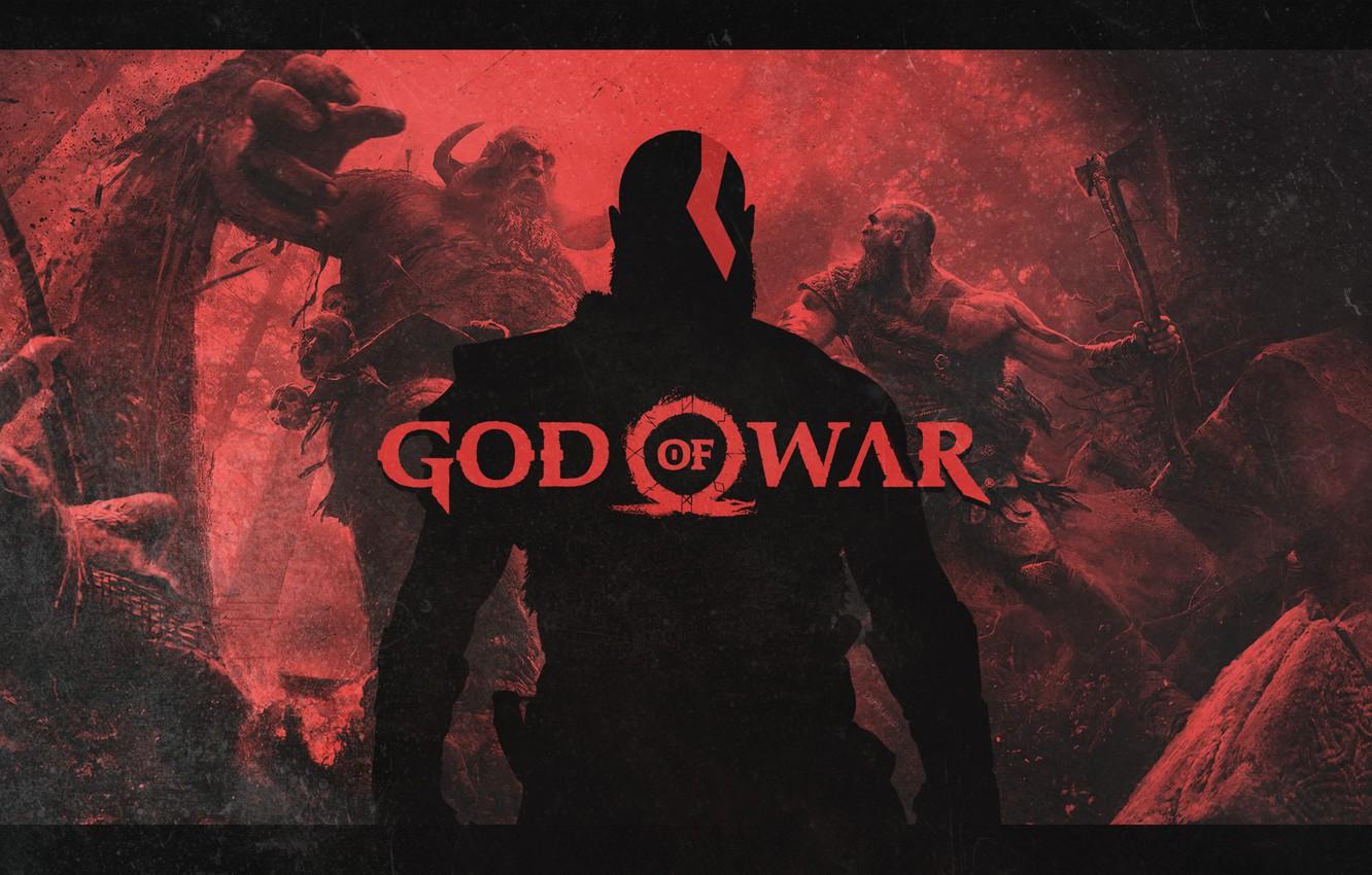 1332x850 Wallpaper axe, battlefield, red, blood, logo, forest, Sony, demigod, monster, weapon, Kratos, God of War, man, fight, hero, troll image for desktop, section игры