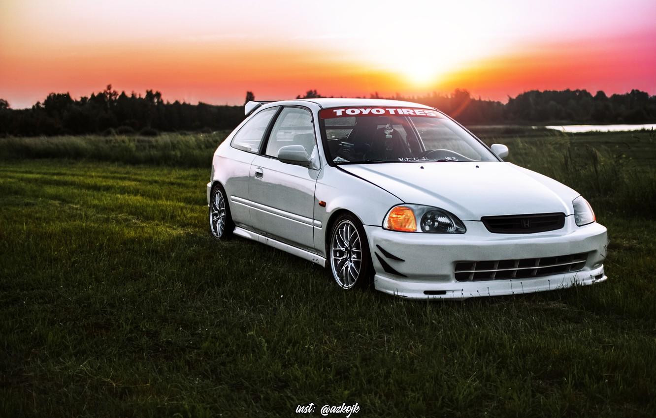 1332x850 Wallpaper sunset, honda, civic, stance, kanjo image for desktop, section honda
