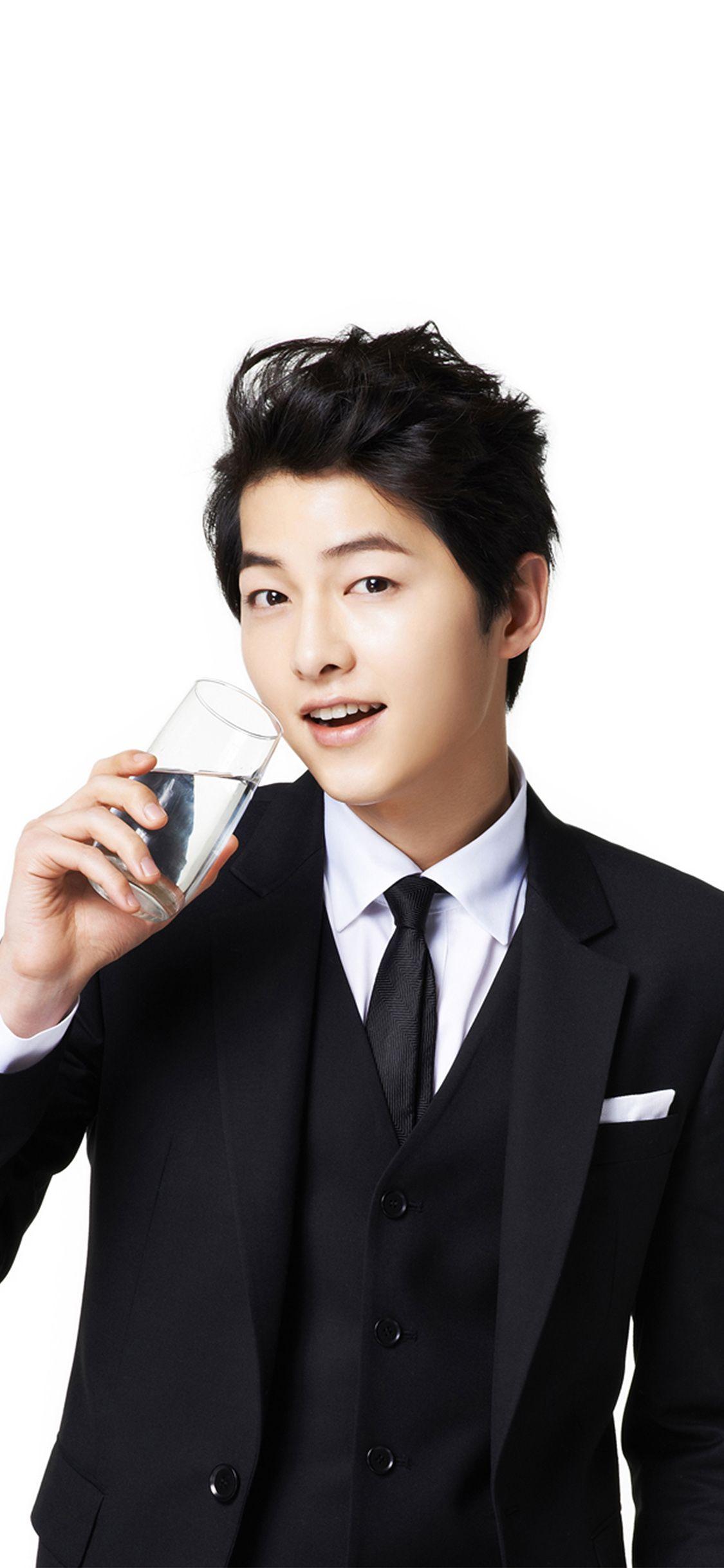 1125x2436 Papers.co Hi Song Joonggi Water Drink Model Kpop Iphone Wallpaper