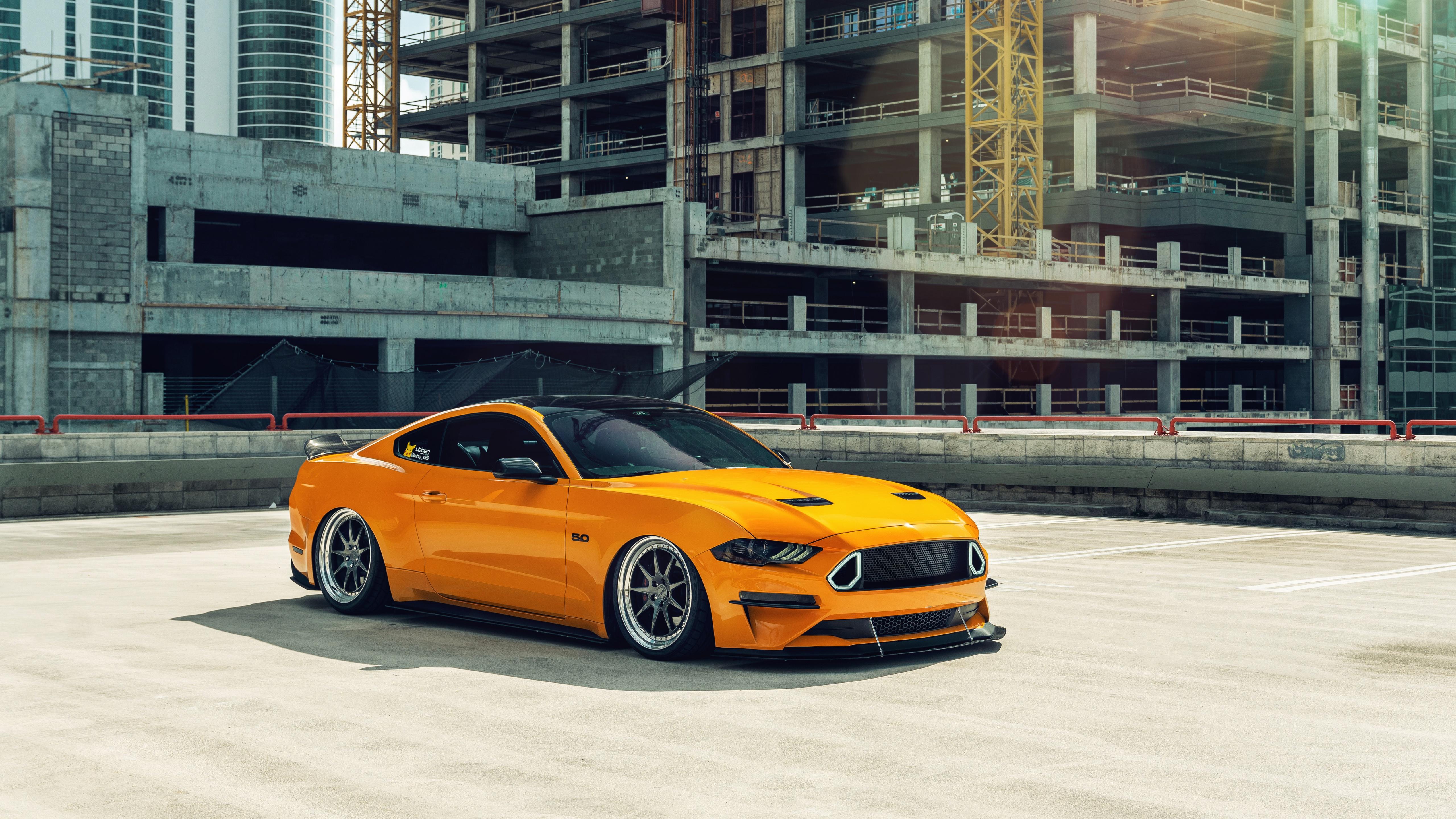 5120x2880 Ford Mustang Wallpaper 4K, Orange cars, Custom tuning, 5K, Cars