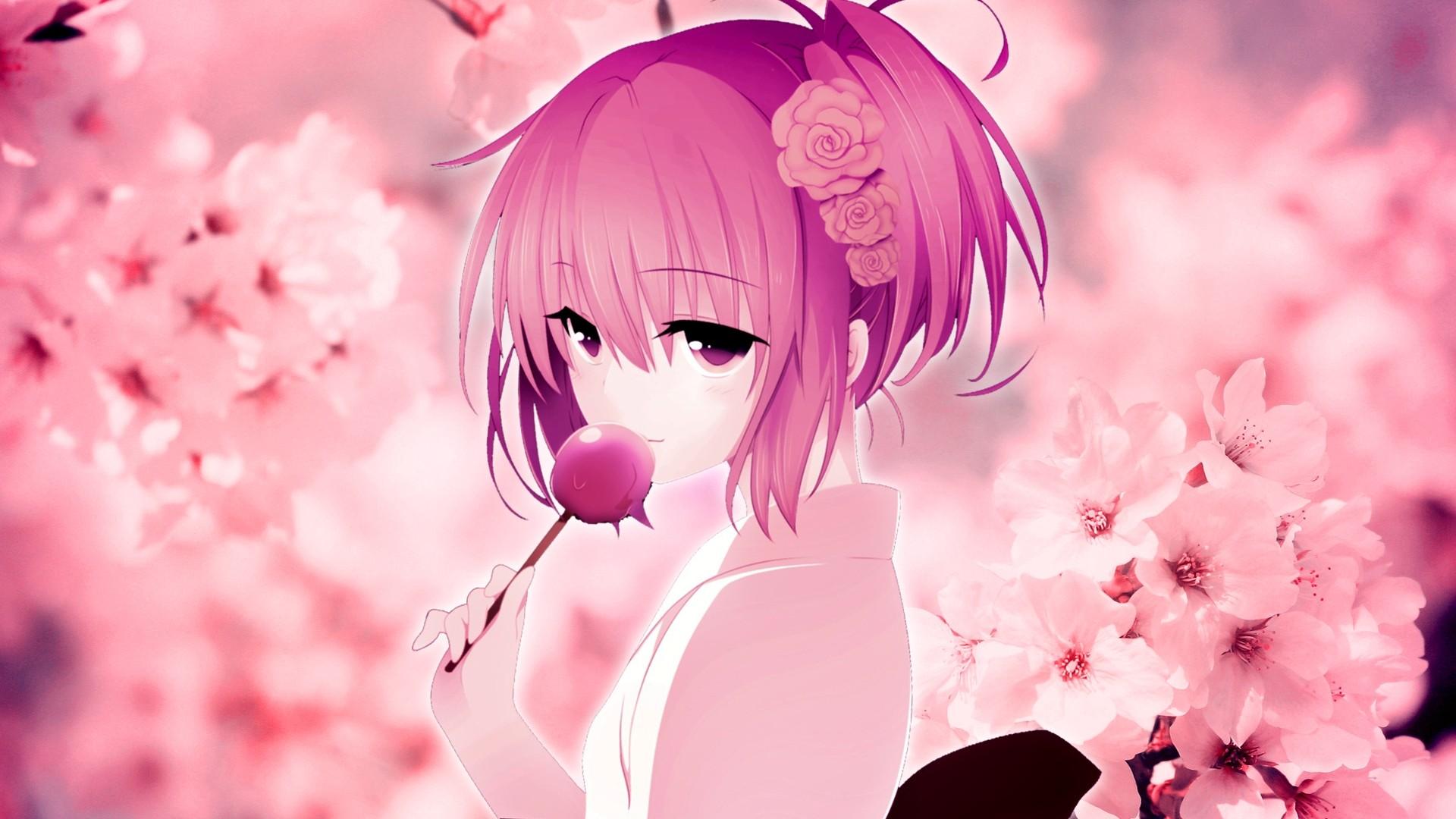 anime girl pink wallpaper cool