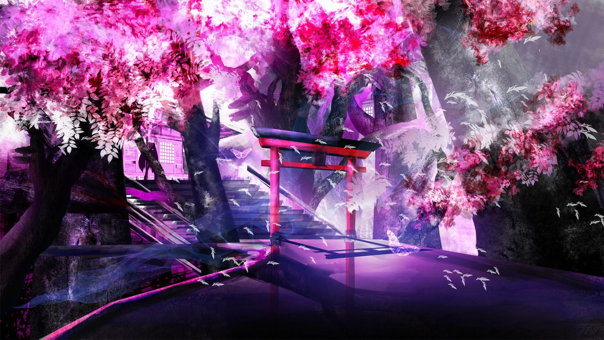 1920x1080 Cool Pink Anime Background