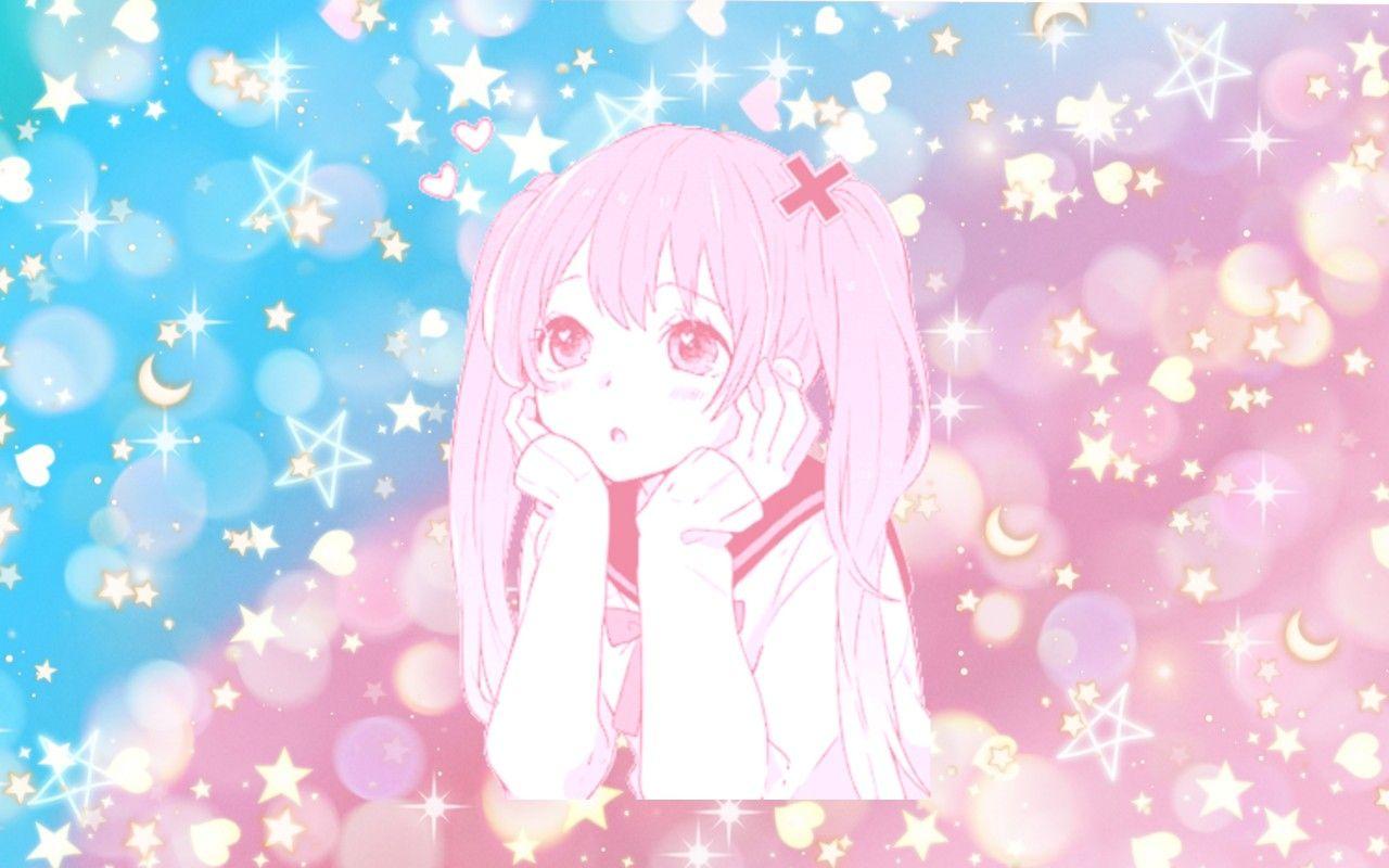 1280x800 Cute anime pink and blue desktop wallpaper. Anime, Wallpaper, Aesthetic wallpaper