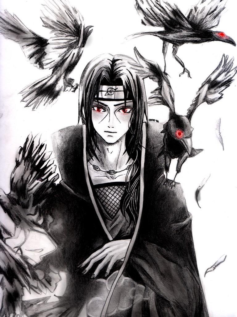 768x1024 Itachi Black Wallpaper