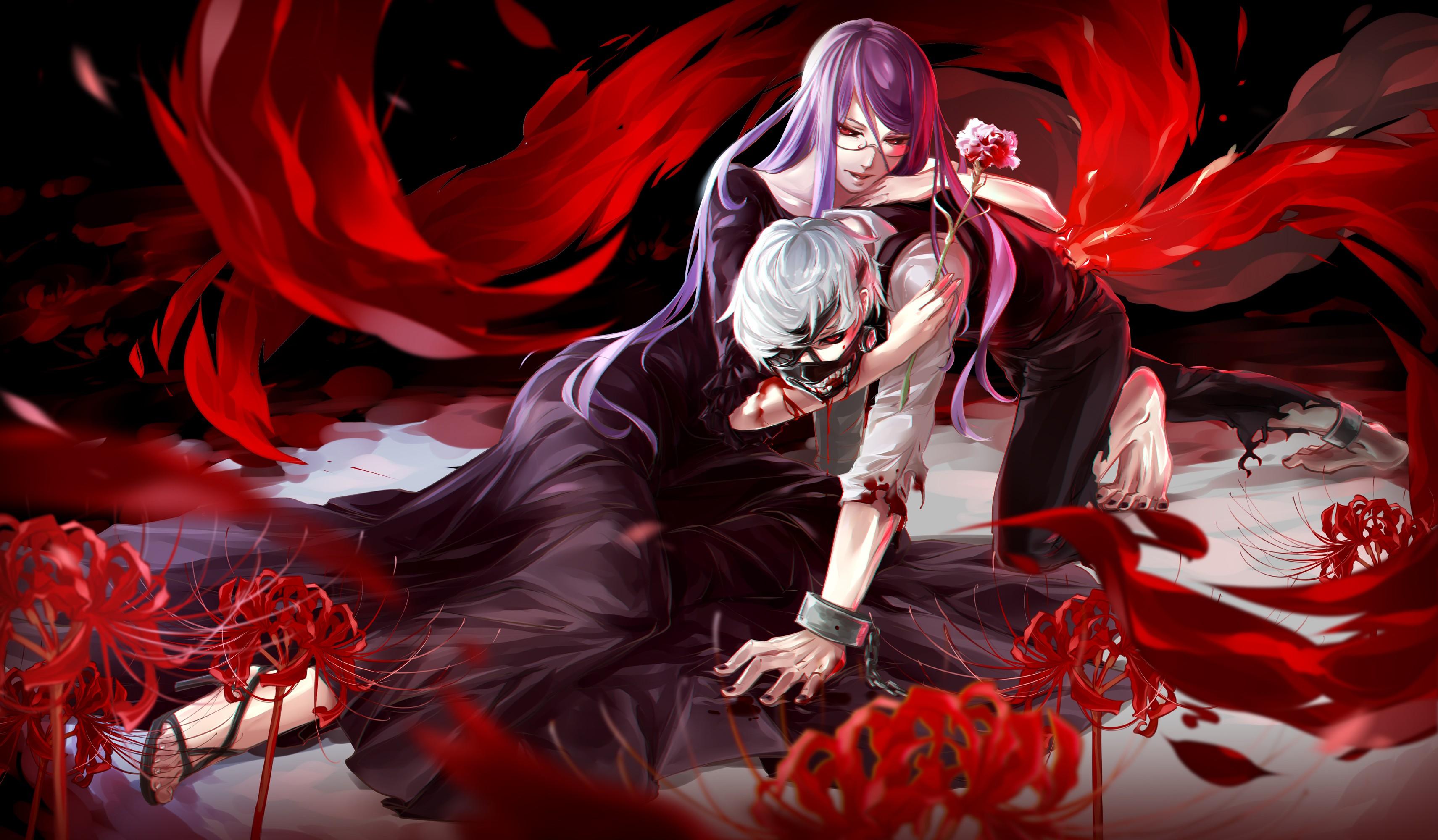 3422x2000 #Kaneki Ken, #Kamishiro Rize, #Tokyo Ghoul, #anime girls, #anime, wallpaper. Mocah HD Wallpaper
