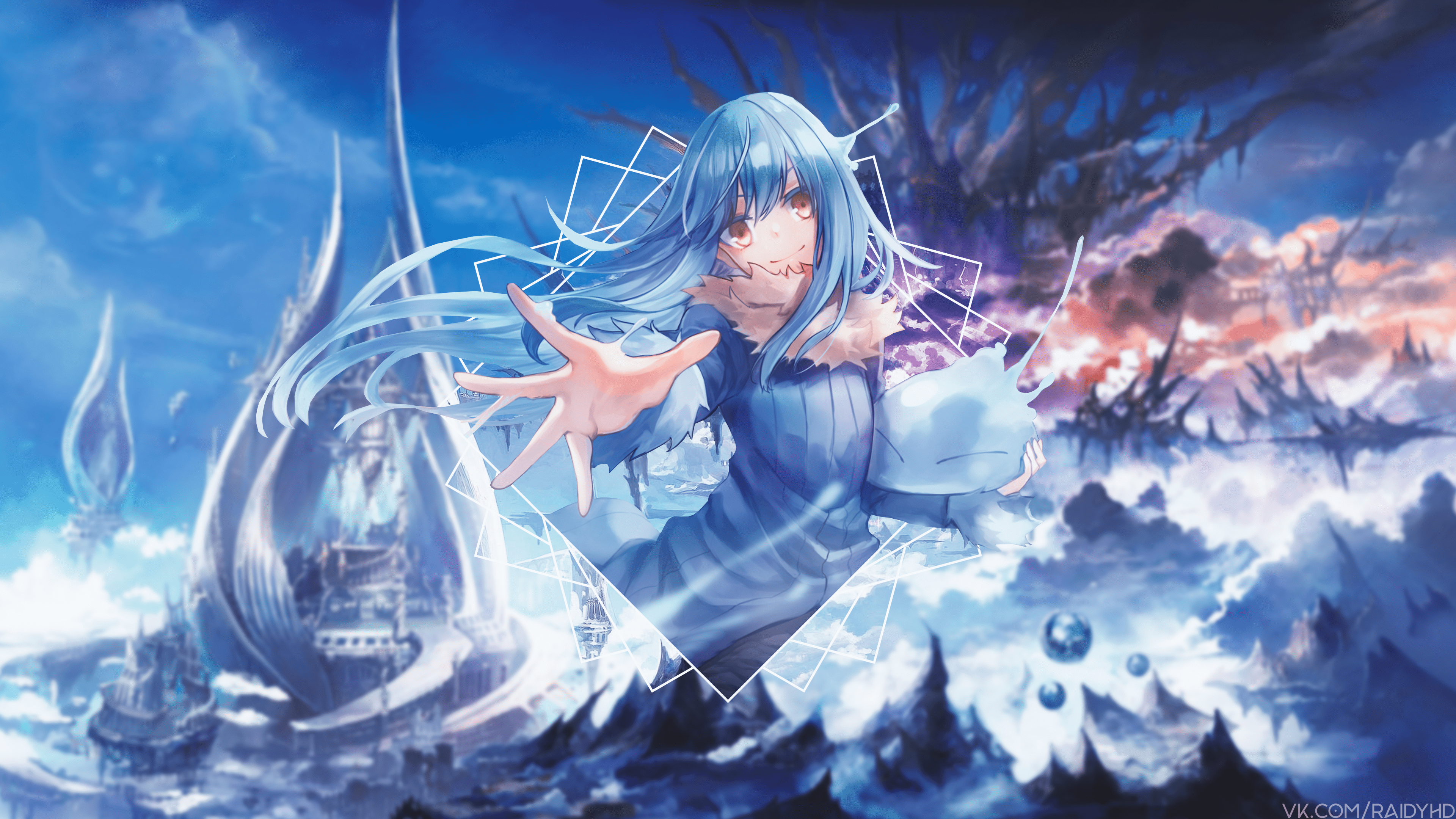 3840x2160 Wallpaper / Tensei Shitara Slime Datta Ken, Milim Nava, twintails, pink hair, blue eyes, blush, food, boots, long hair, honey
