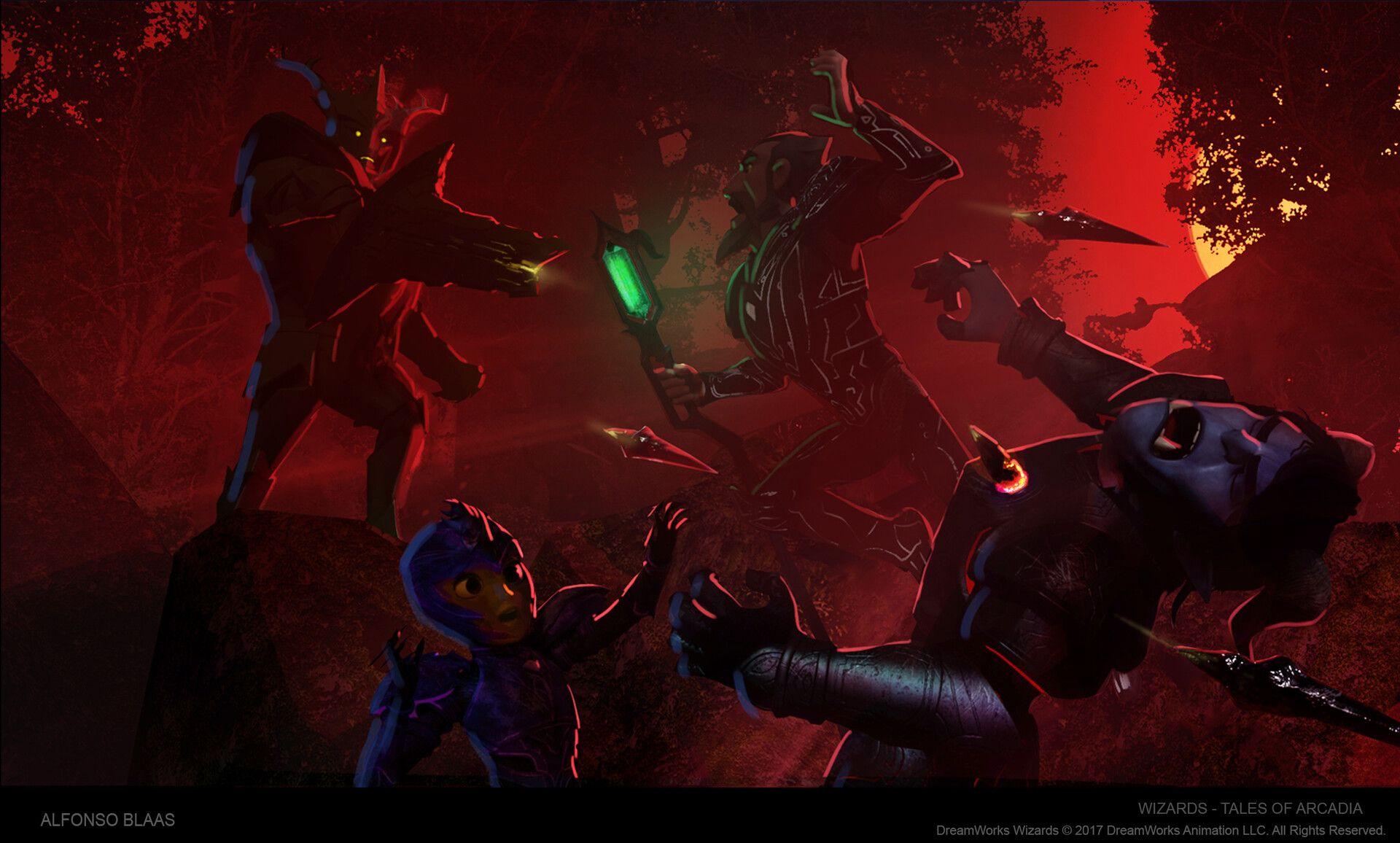 1920x1156 Green Knight vs Jim, Claire and Merlin. Green knight, Trollhunters characters, Anime