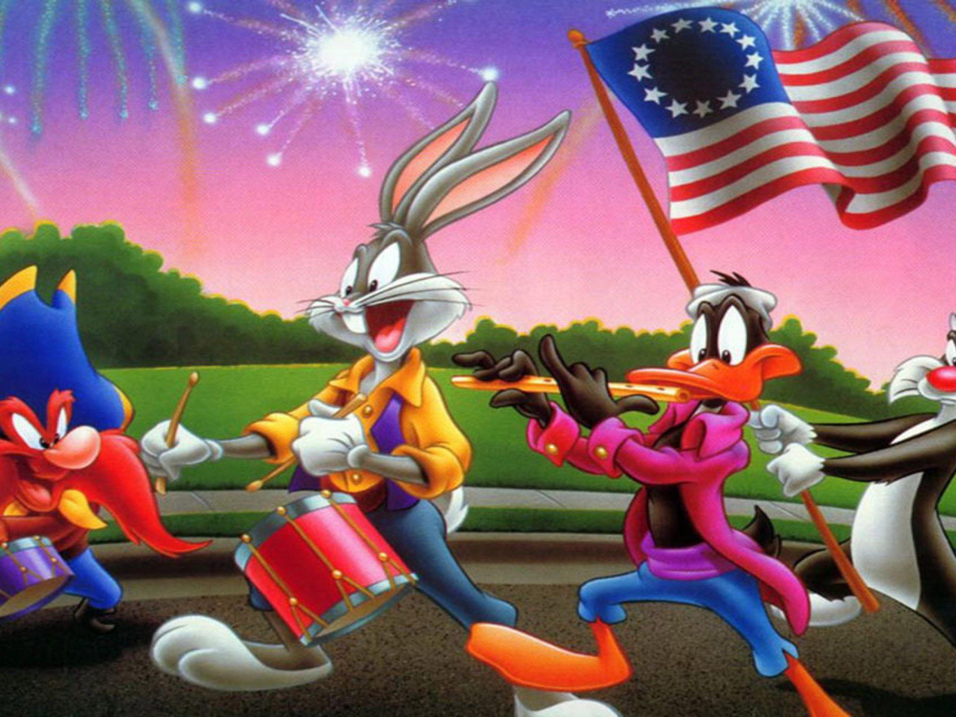 1920x1440 Cartoon Looney Tunes 4th Of July Yosemite Sam Bugs Bunny Daffy Duck Sylvester The Cat Desktop Wallpaper HD For Mobile Phones And Laptops 3840x2400 :