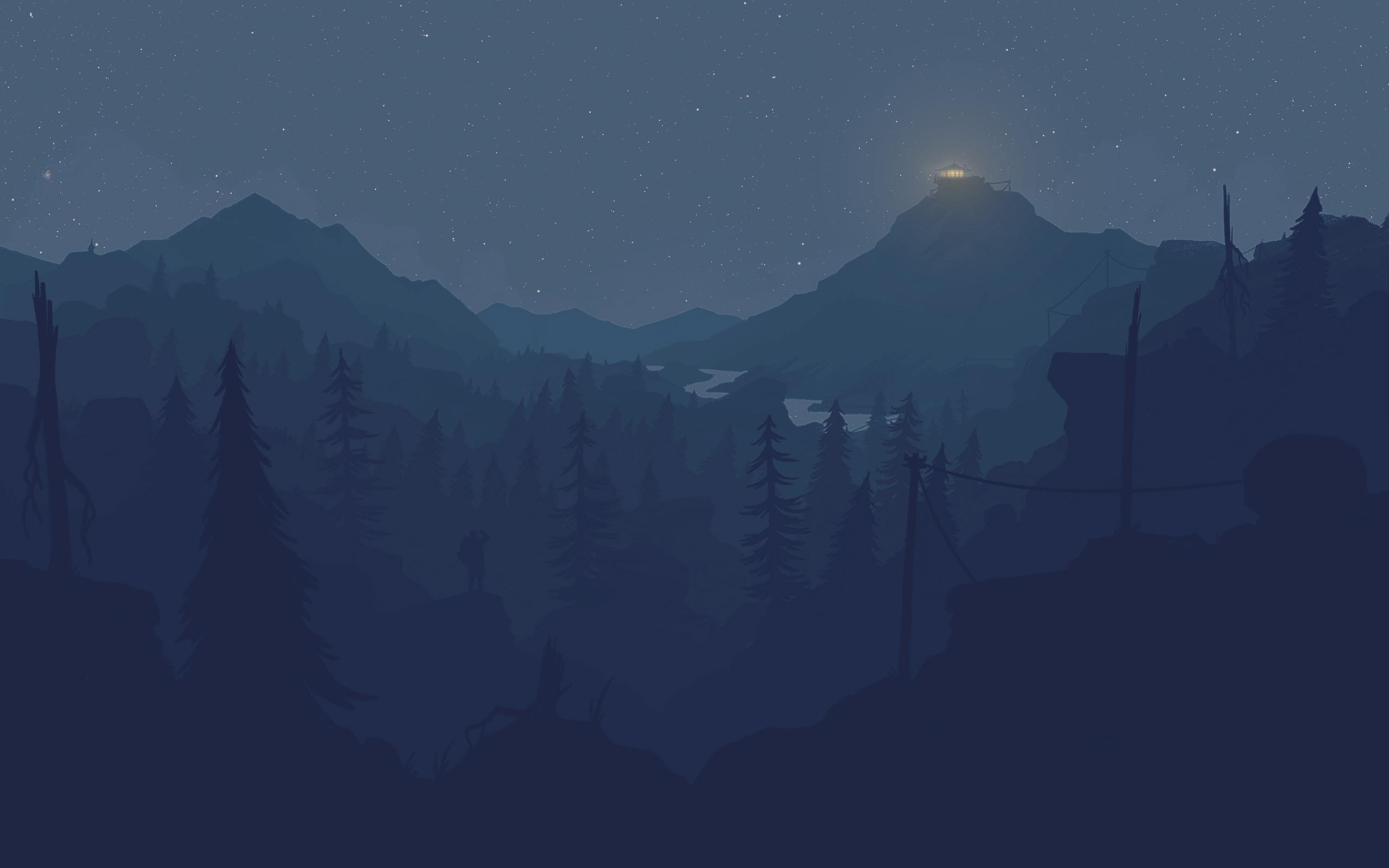 2560x1600 I made a night version of the launch wallpaper [2560x1600]: Firewatch