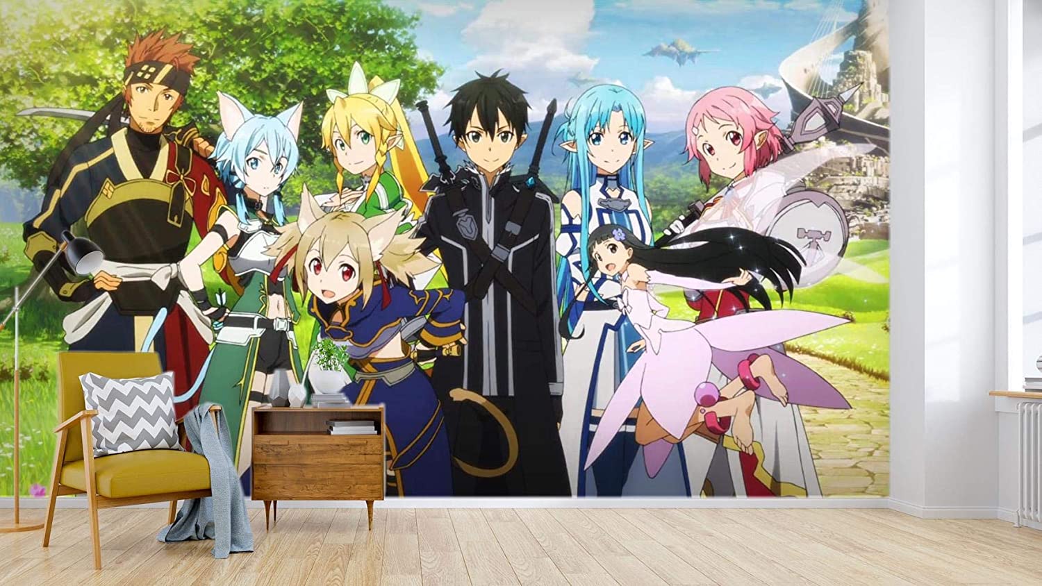 1500x844 ZXJWZW Sword Art Online Cartoon Anime Wallpaper Tv Sofa Background 3D Wallpaper Mural for House Kids Living Bedroom Office Gym Shop Hallway Studio Wall Art Decor，250Cmx175Cm(W×H): Amazon.co.uk: DIY & Tools