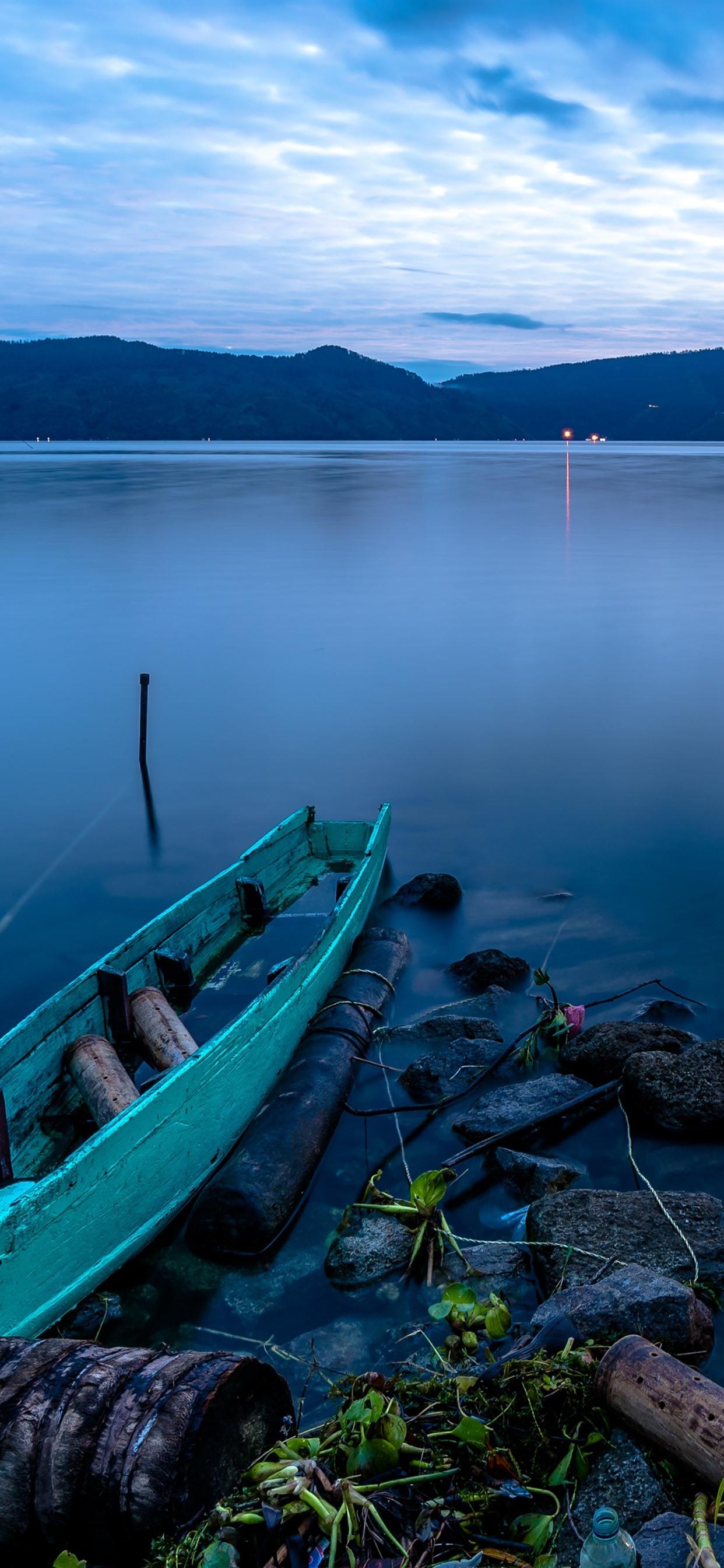 1242x2688 Indonesia, Sumatra, Lake Toba, Boat, Dusk 1242x2688 IPhone 11 Pro XS Max Wallpaper, Background, Picture, Image