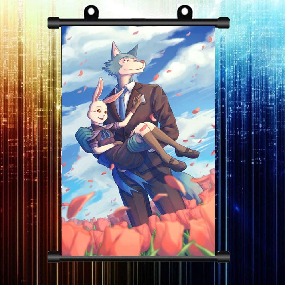 1000x1000 KaiWenLi BEASTARS Series Haru And Legosi Pattern In The Flower Field Anime Hanging Picture Art Cartoon Painting Home Decoration Painting Poster Scroll Painting Bedroom Wallpaper: Home & Kitchen